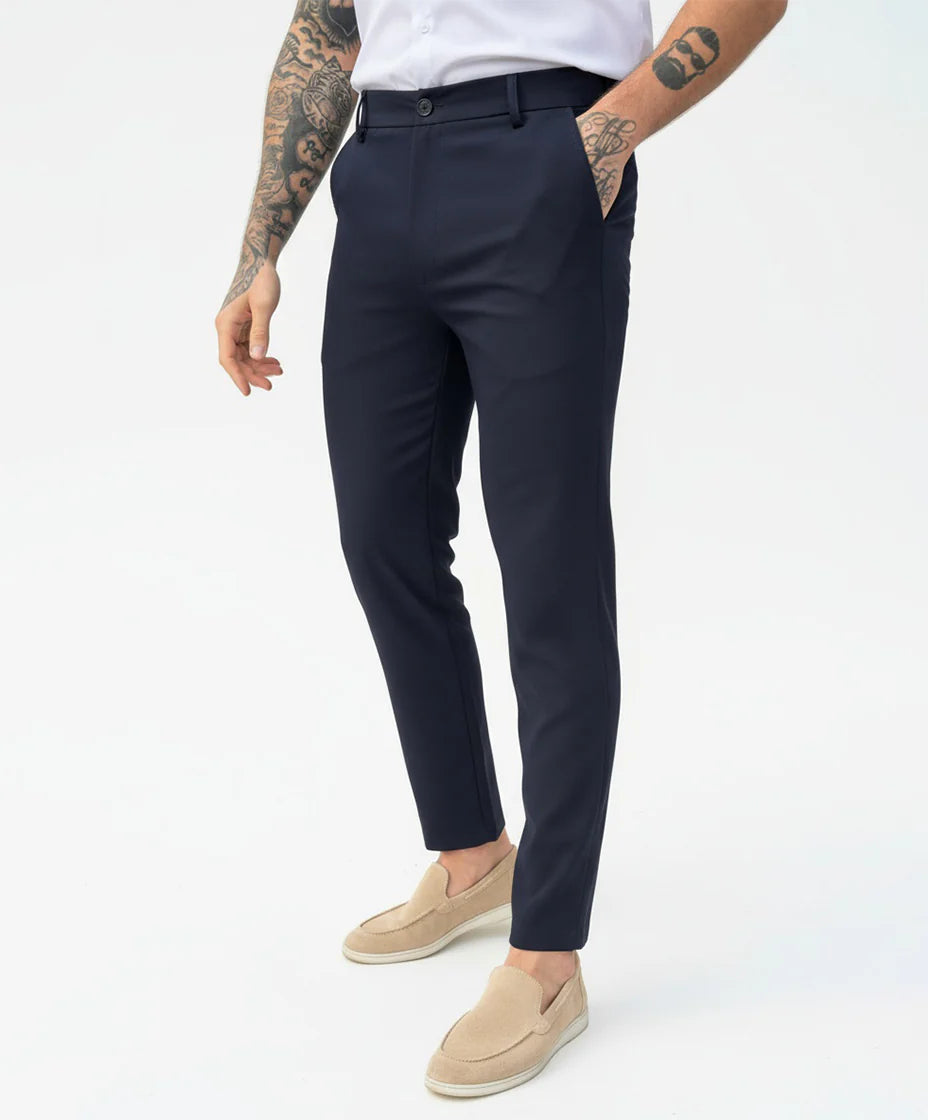 Pantalon chic straight fit navy blue