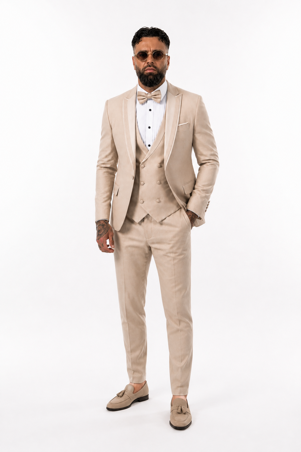 Frankie premium 4-piece wedding suit beige
