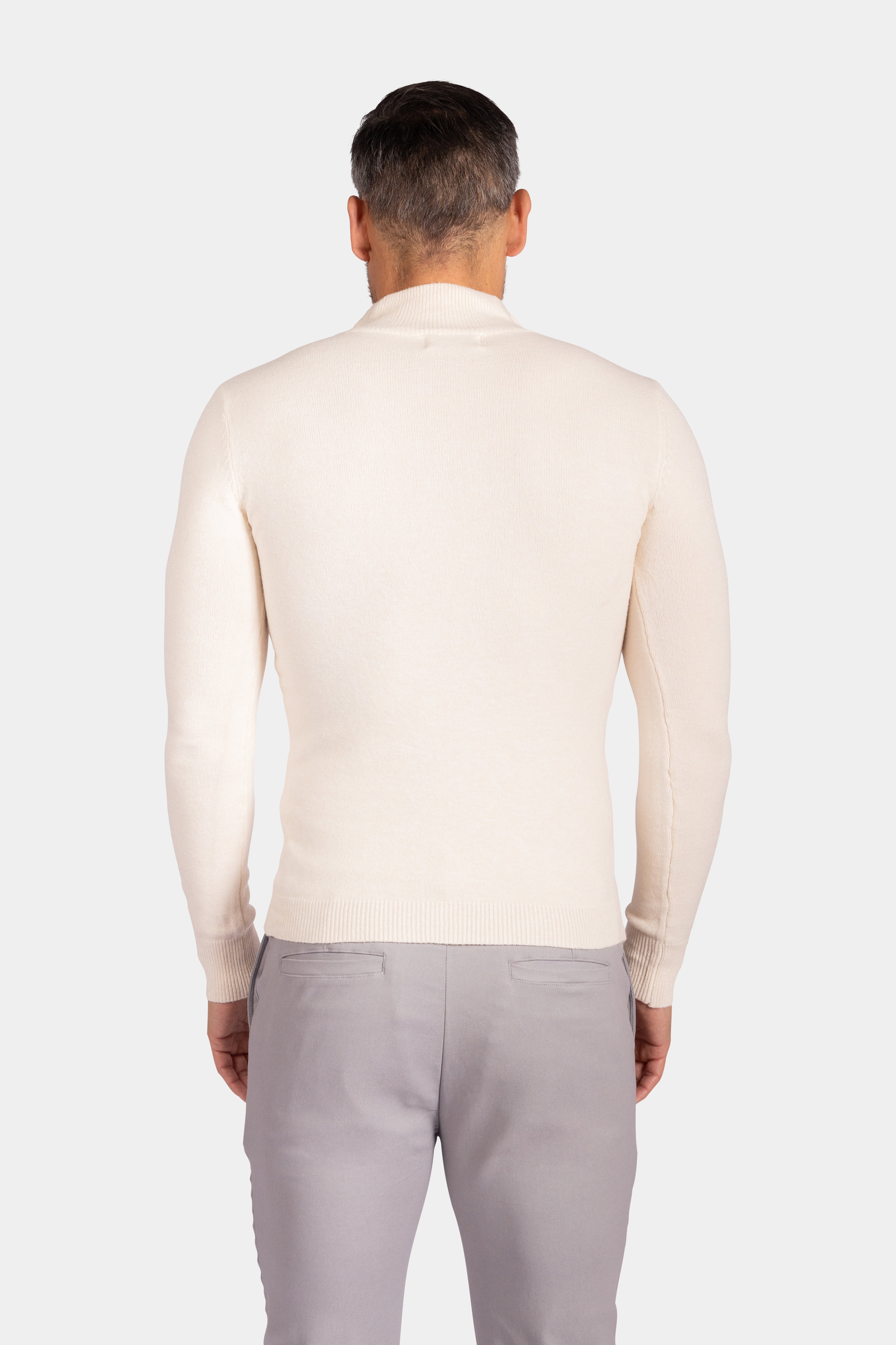 Quarter Zip Knit Sweater - White