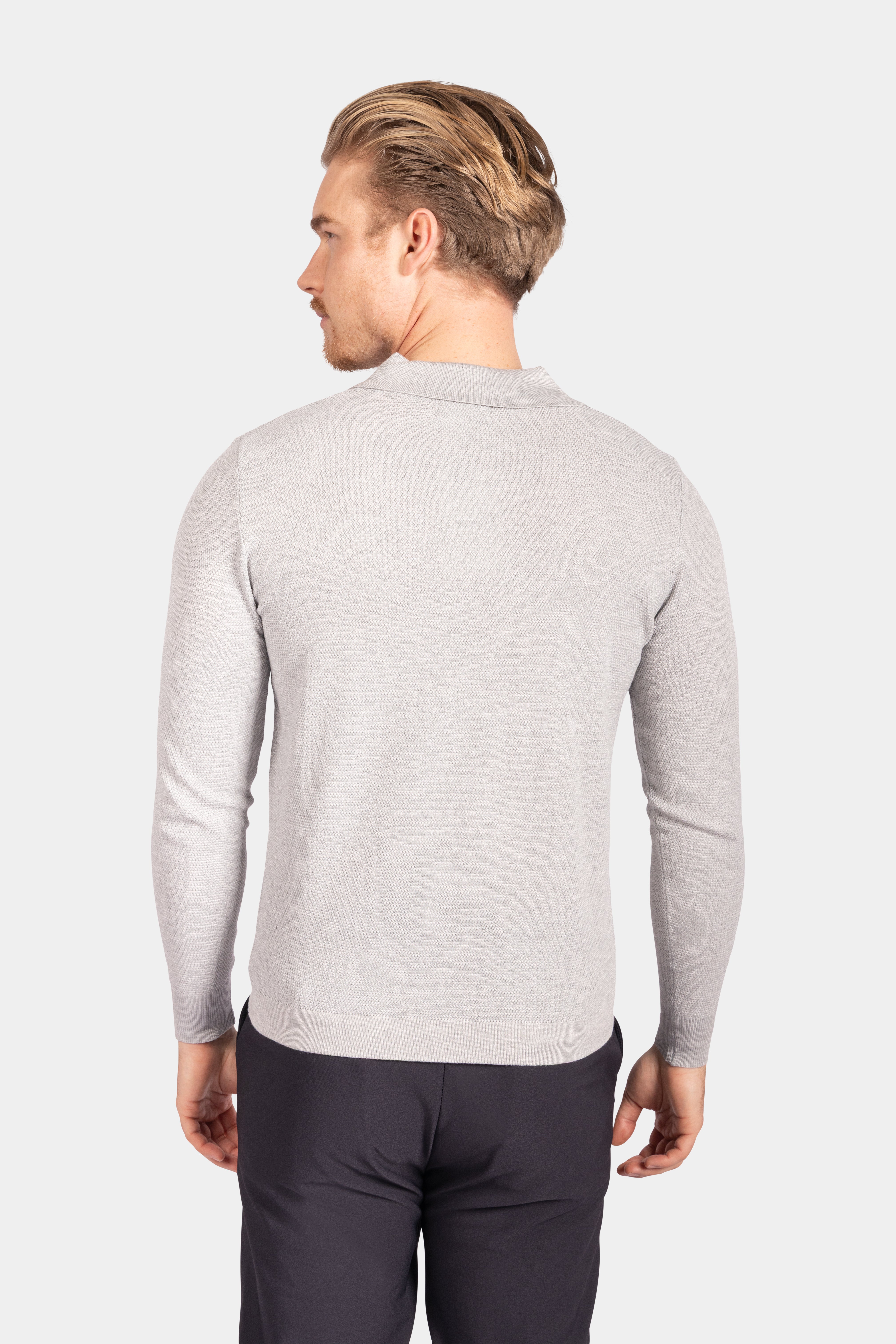 Textured Polo Knit - Grey