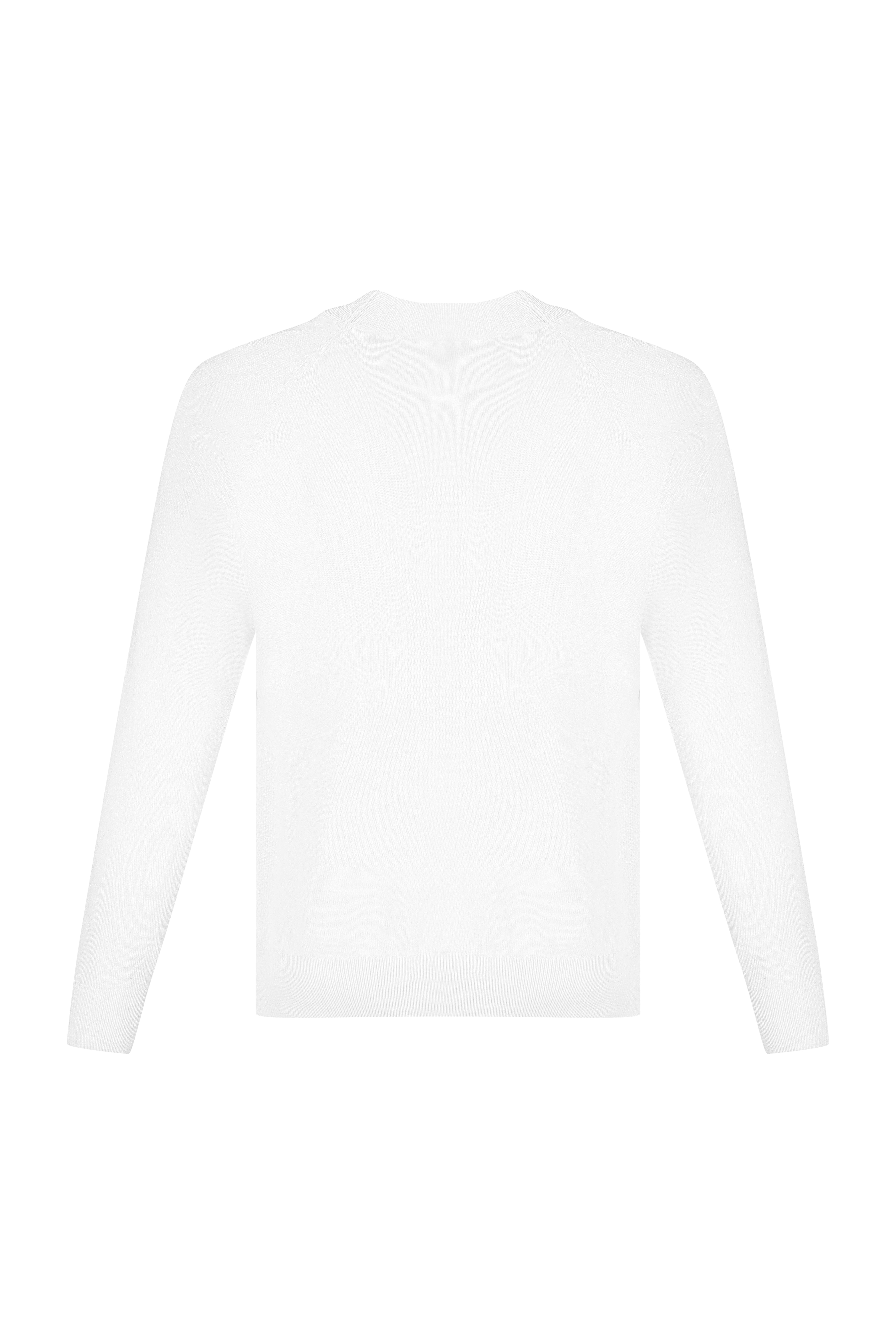 Crewneck Knitwear, Plain with Raglan Sleeve - White