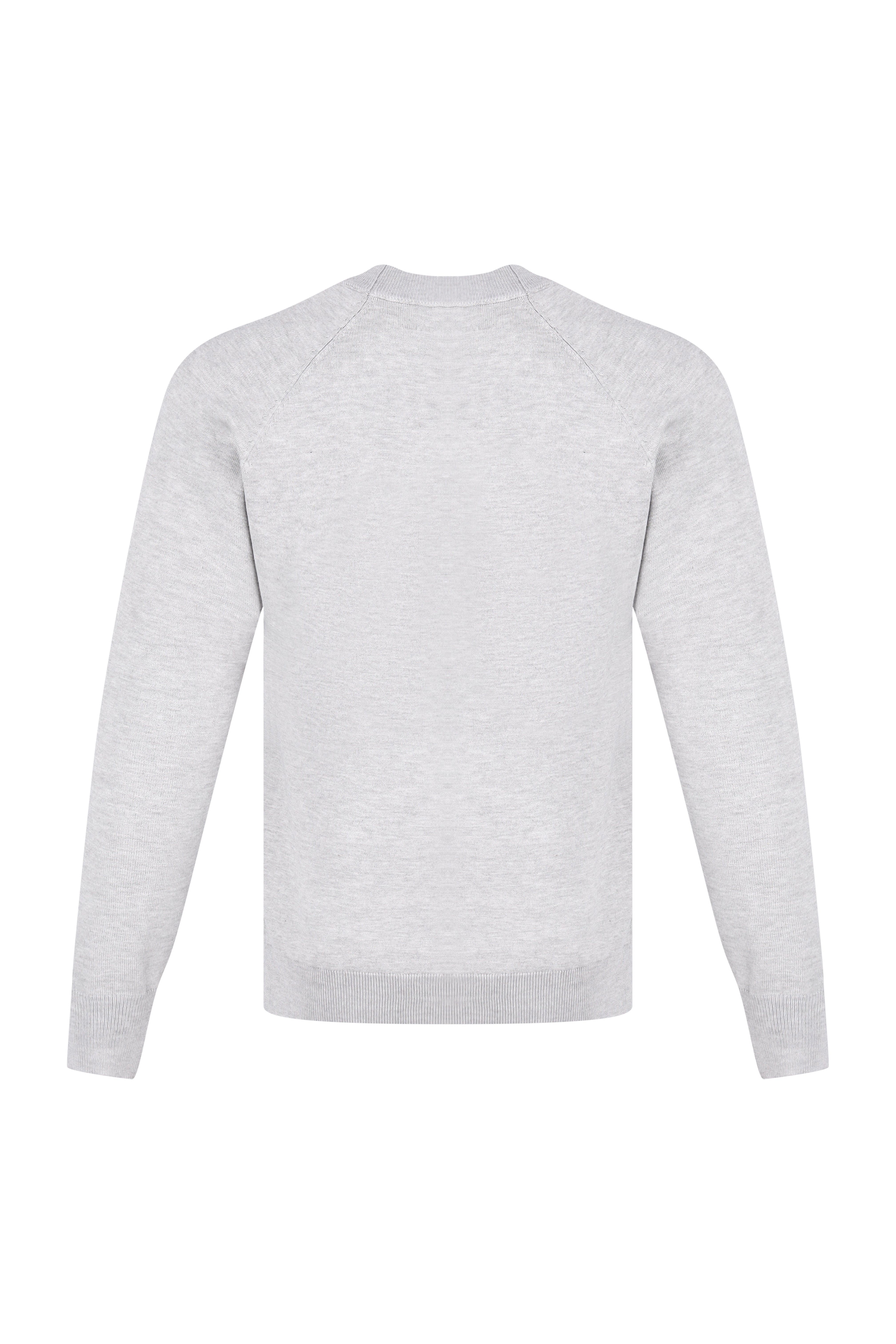 Crewneck Knitwear, Plain with Raglan Sleeve - Light Grey