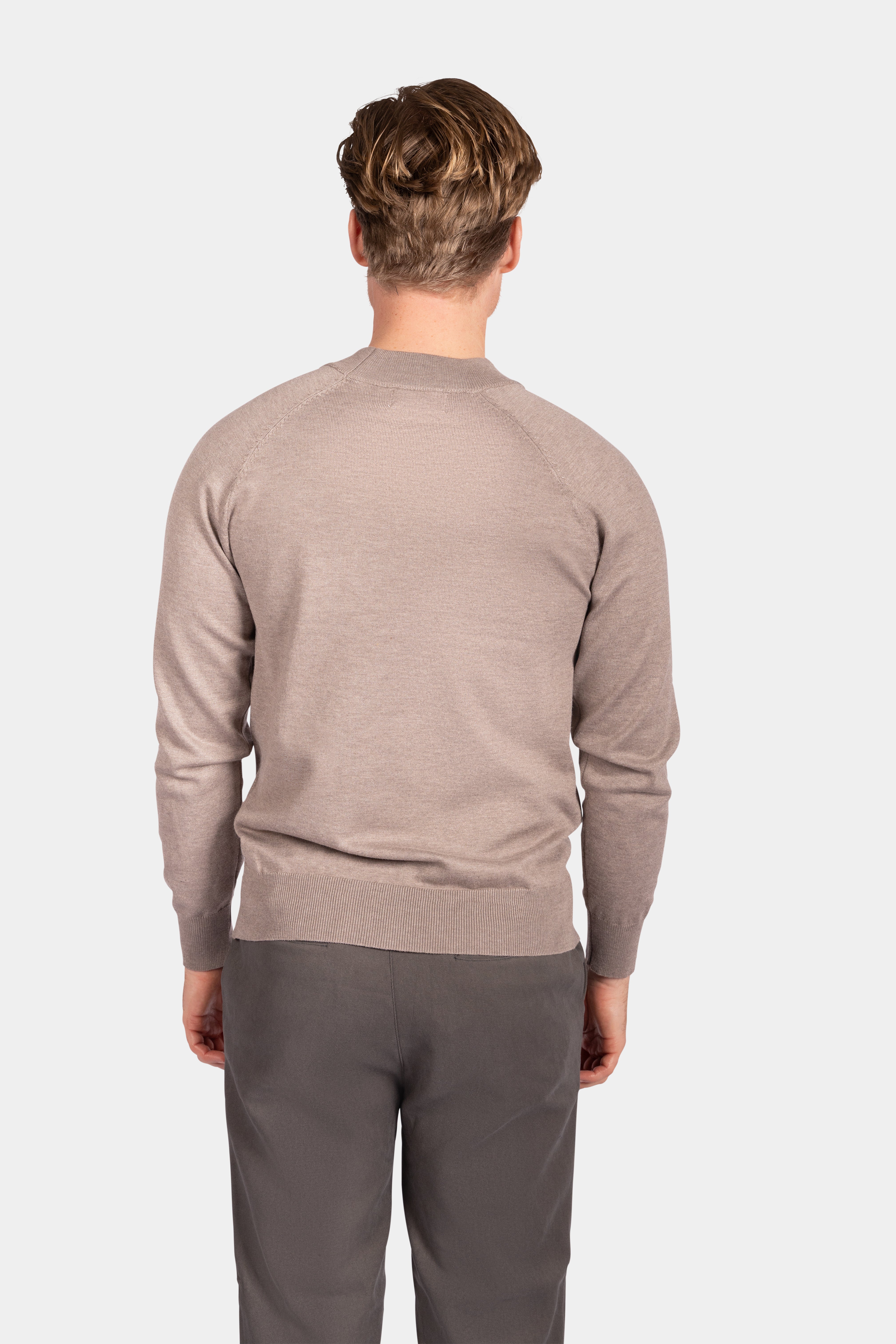 Crewneck Knitwear, Plain with Raglan Sleeve - Light Brown - Frankie's