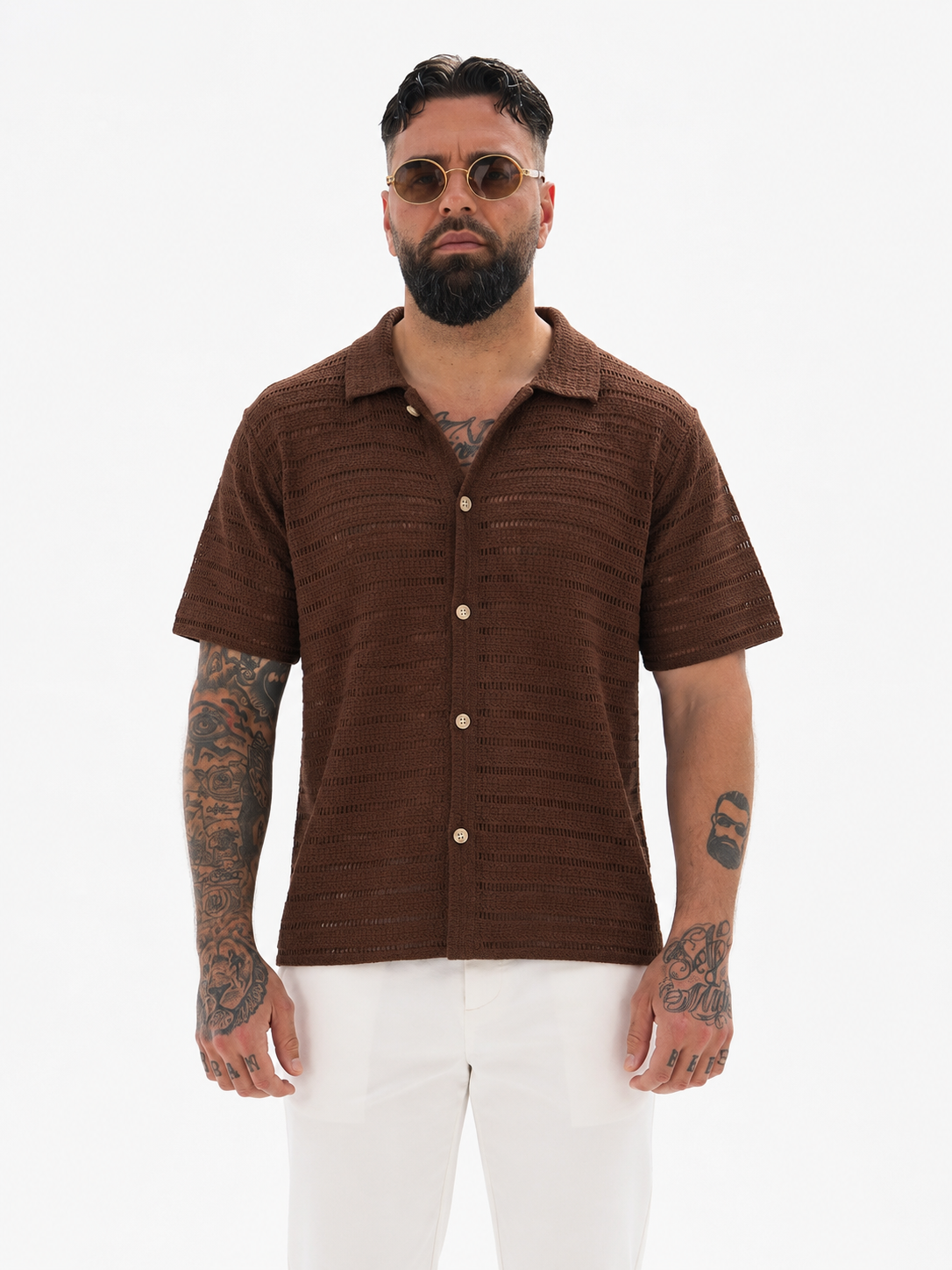 Sorrento Crochet Shirt – Espresso Brown