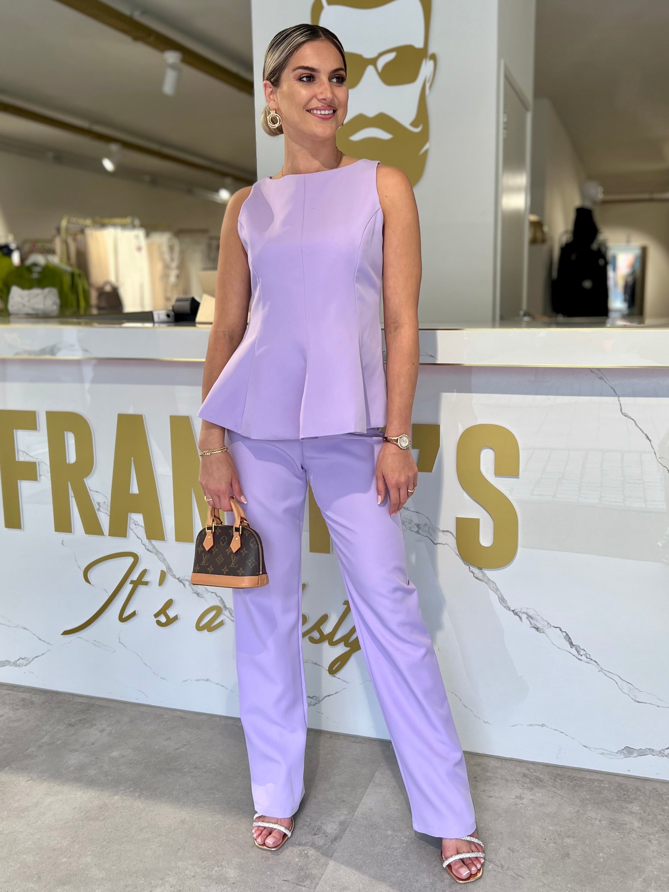 Pantalon straight fit lila