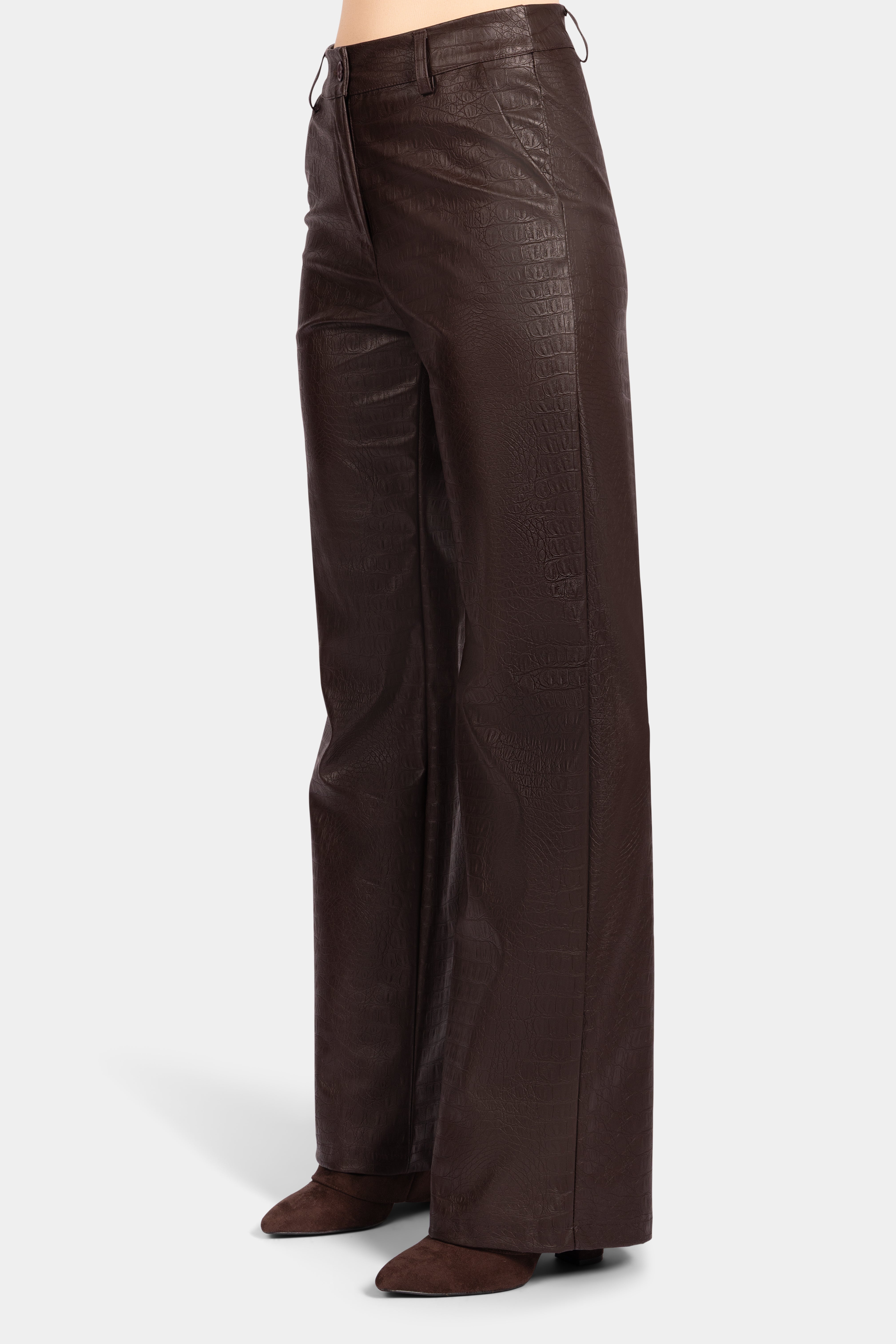 Faux Leather Pantalon - Brown