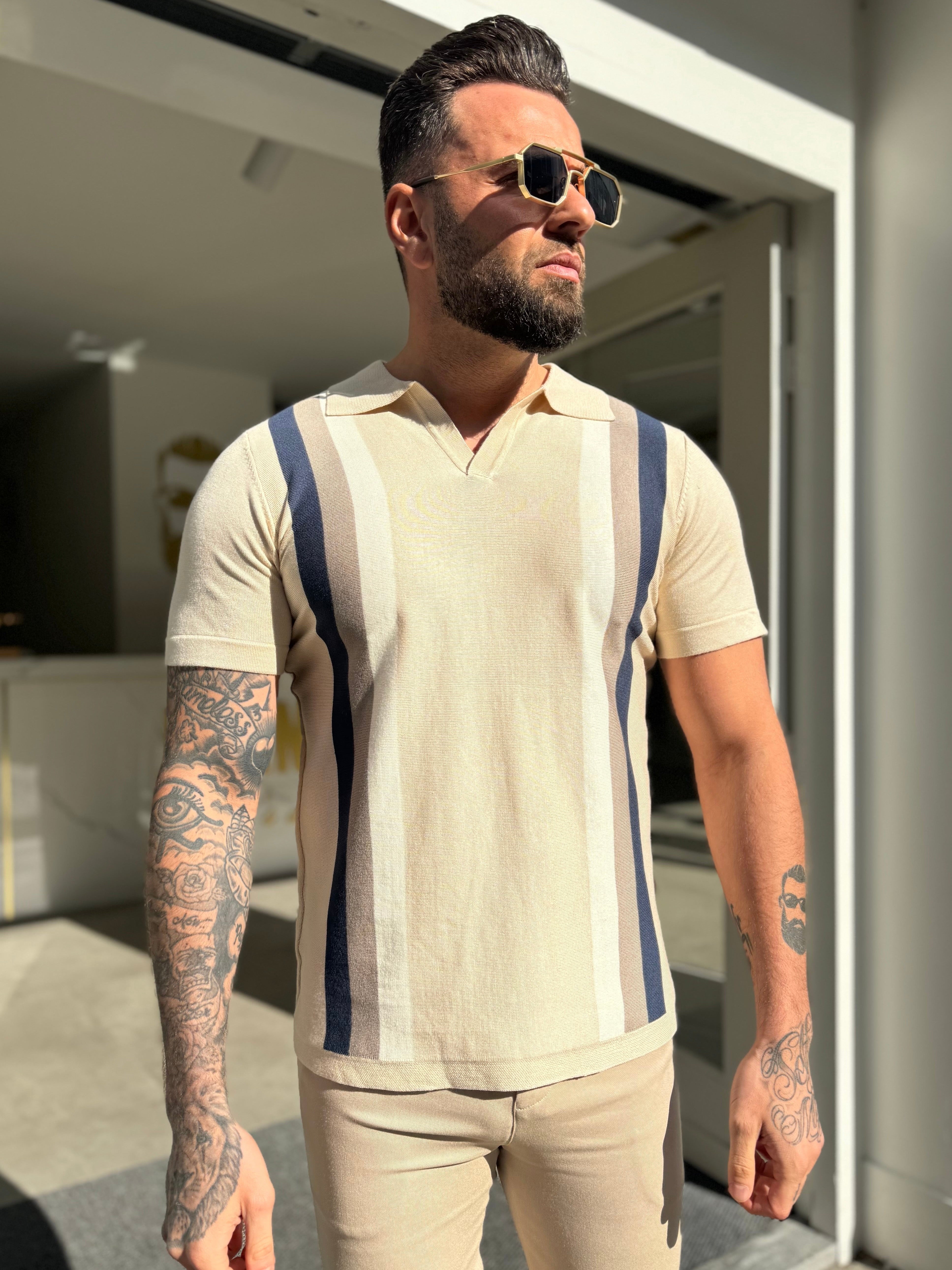 Polo knitwear short sleeve Monaco beige