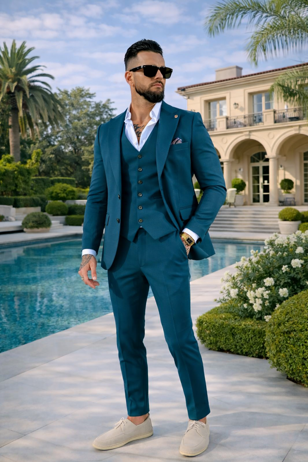 Suit Three Piece Havana Cobalt Green - Frankie's