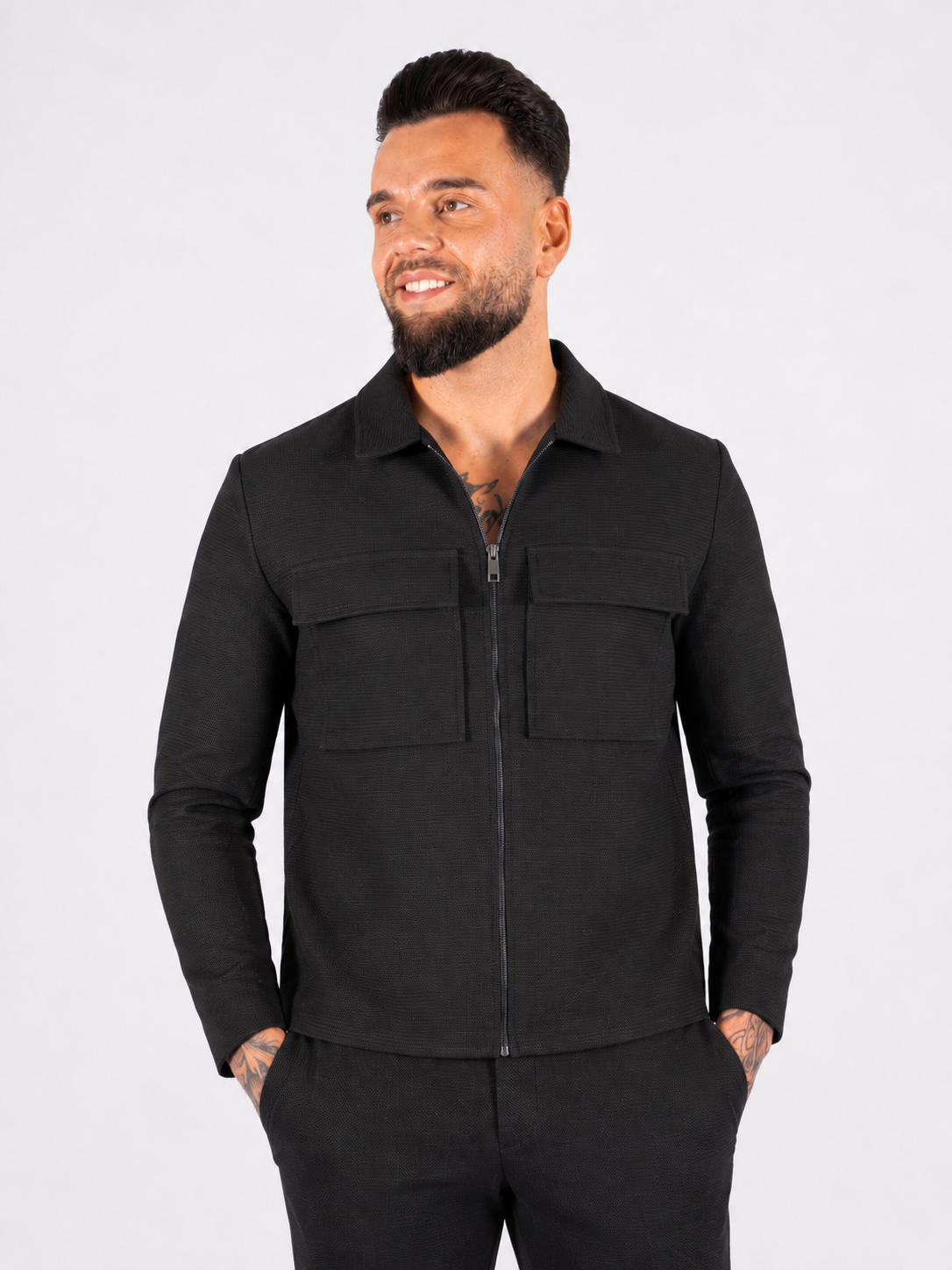 Textured Matching Set - Black