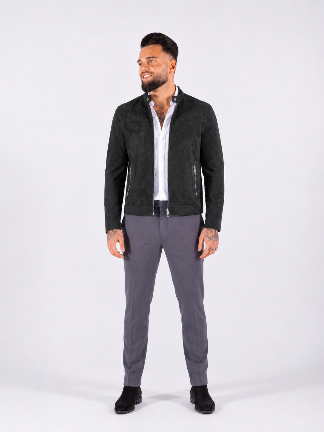 Faux Suede Biker Jacket