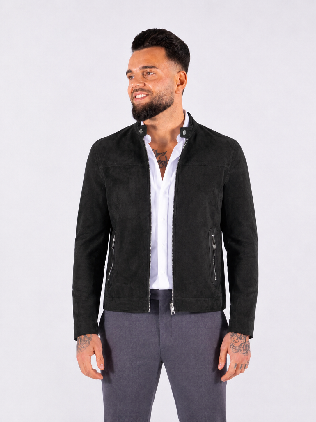 Faux Suede Biker Jacket