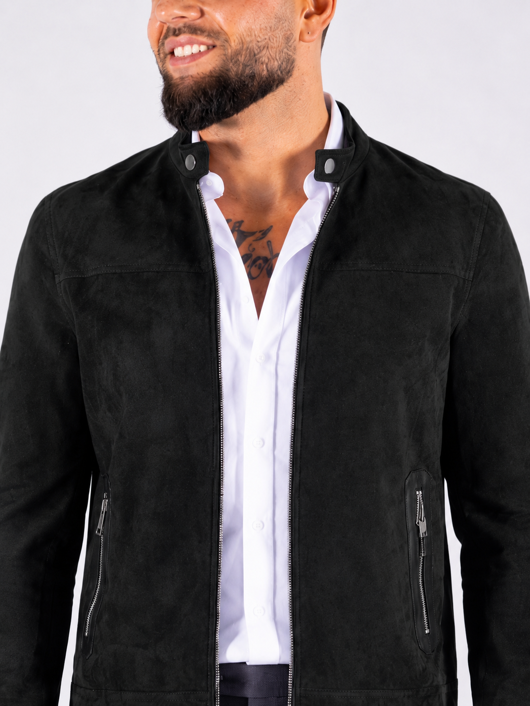 Faux Suede Biker Jacket