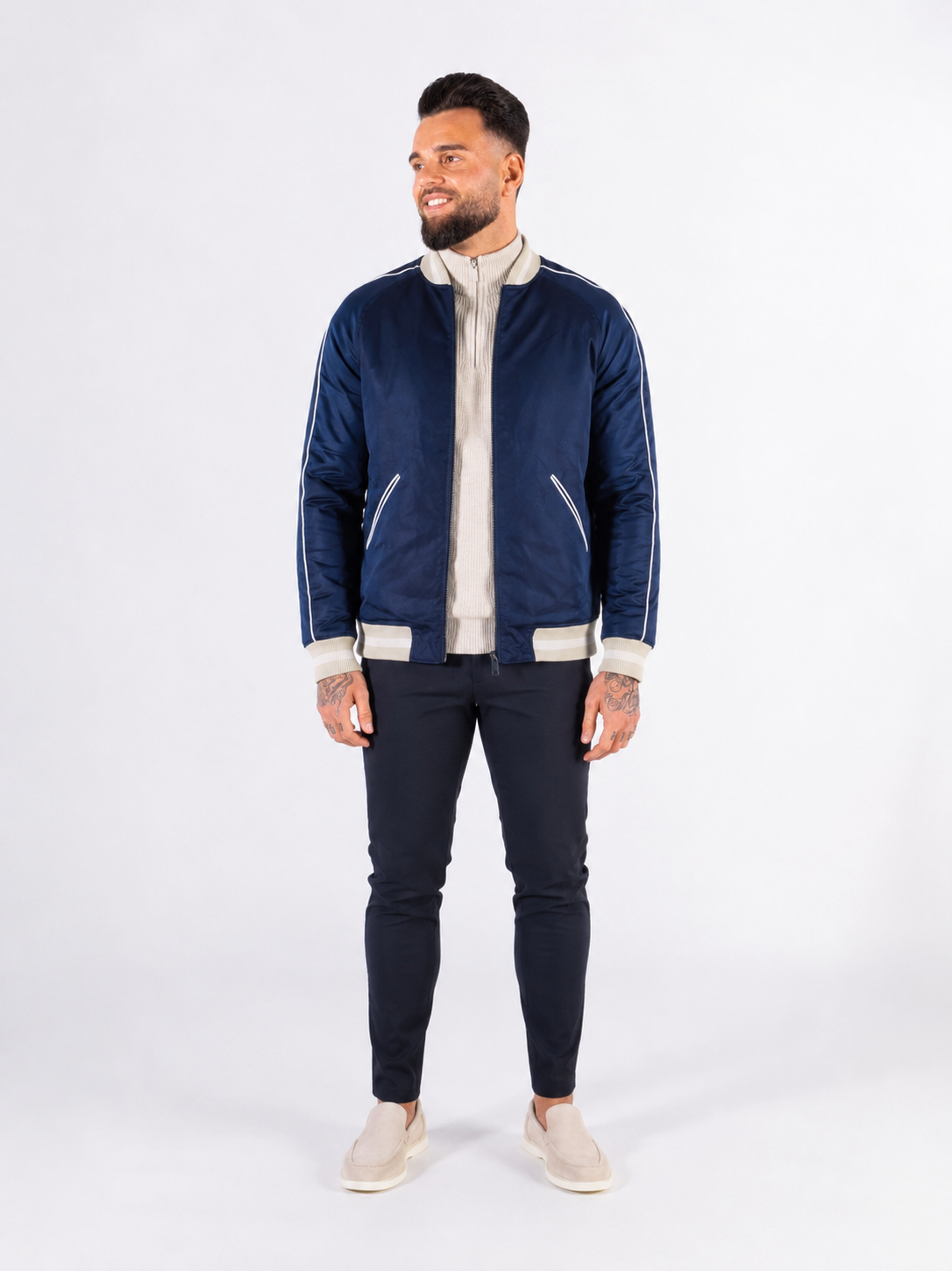 Colour Block Baseball jacket - Navy