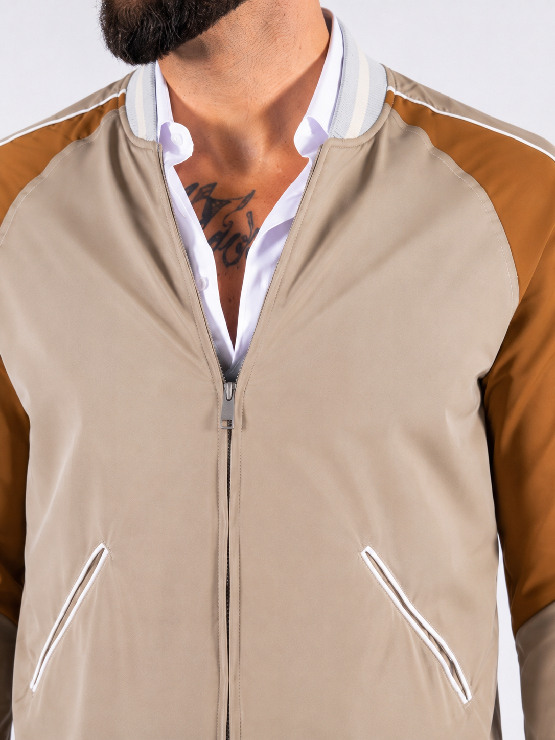 Colour Block Baseball jacket - Brown