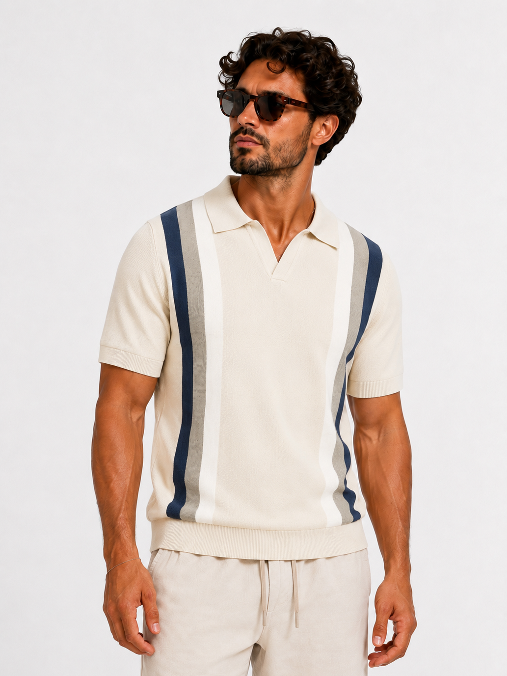 Polo knitwear short sleeve Monaco beige - Frankie's