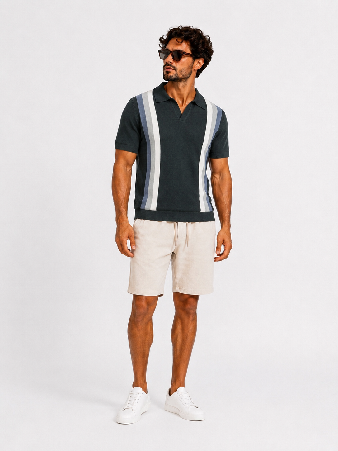 Polo knitwear short sleeve Monaco blue grey - Frankie's