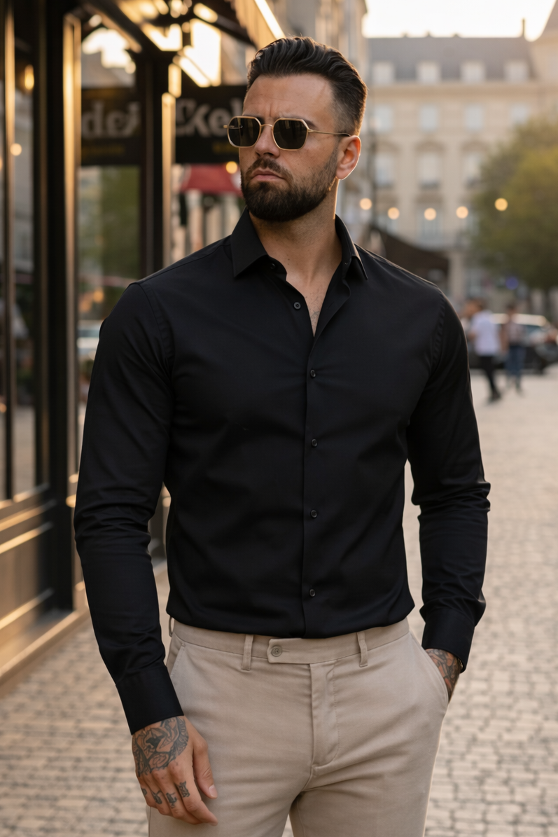 Classic Button-Up Shirt - Black - Frankie's