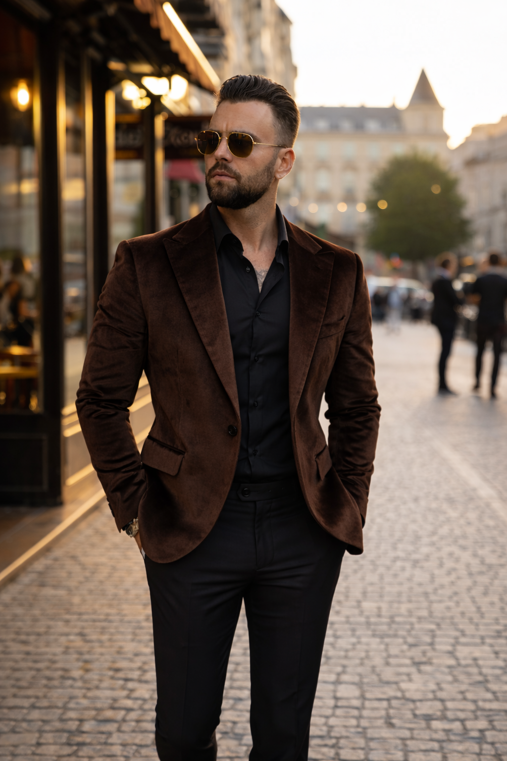Elegant velvet jacket - brown