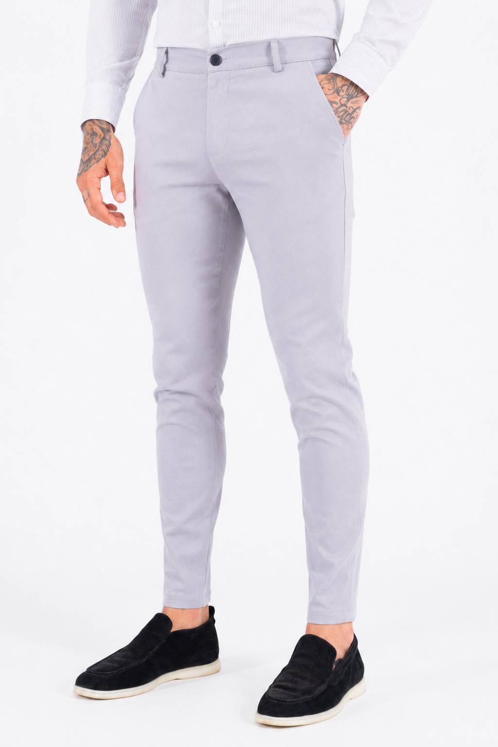 Pantalon super stretch gris clair