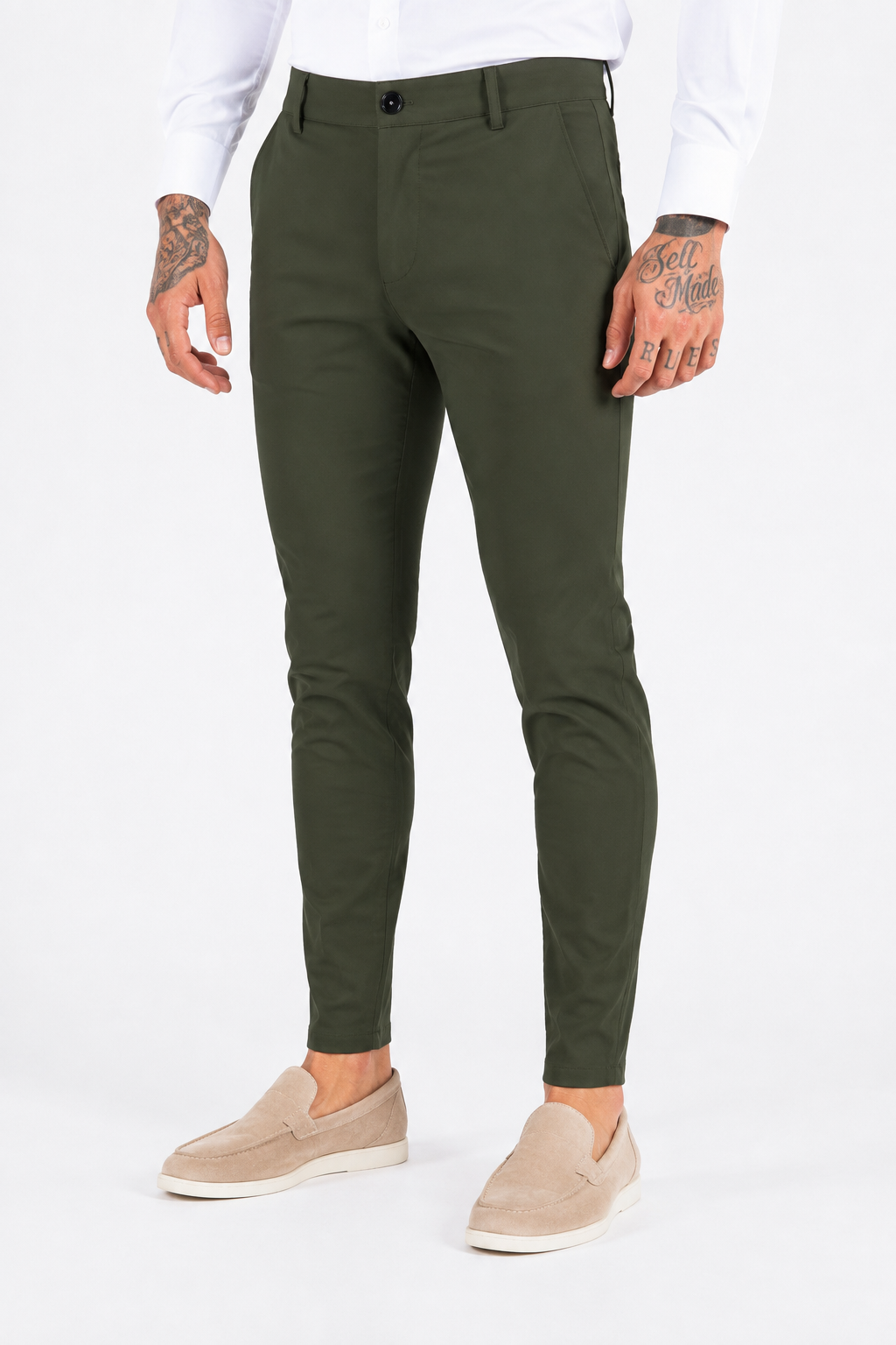 Pantalon super extensible vert kaki