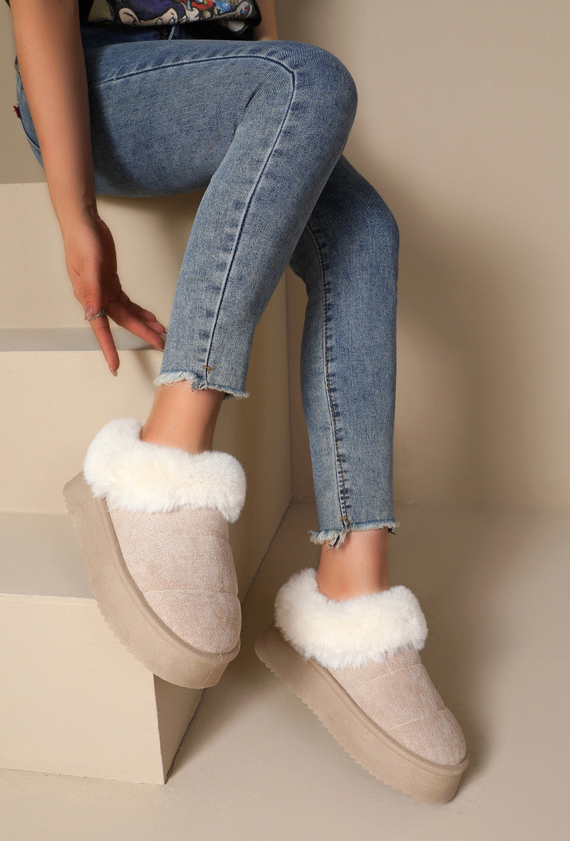 Platform slipper beige