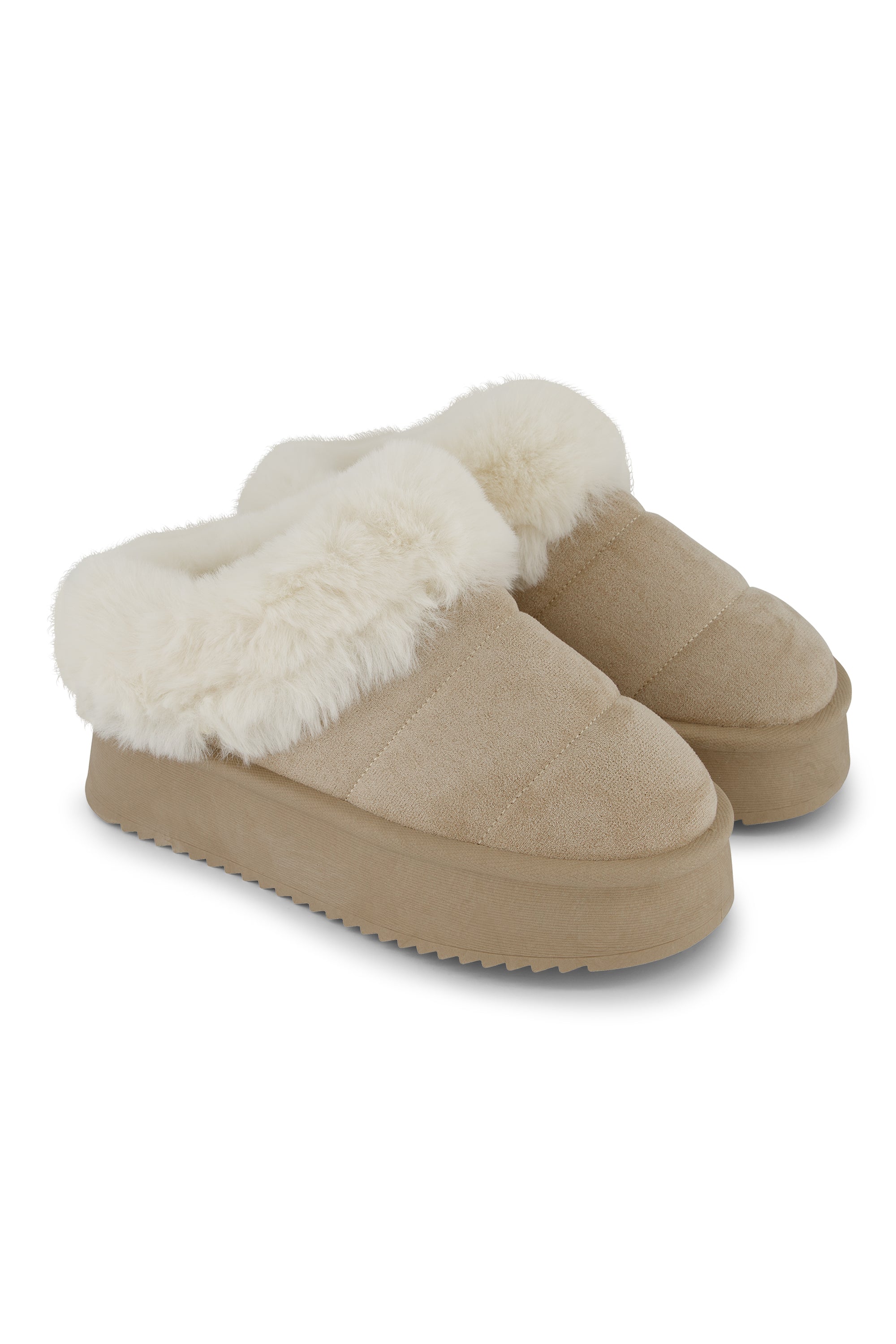 Platform slipper beige