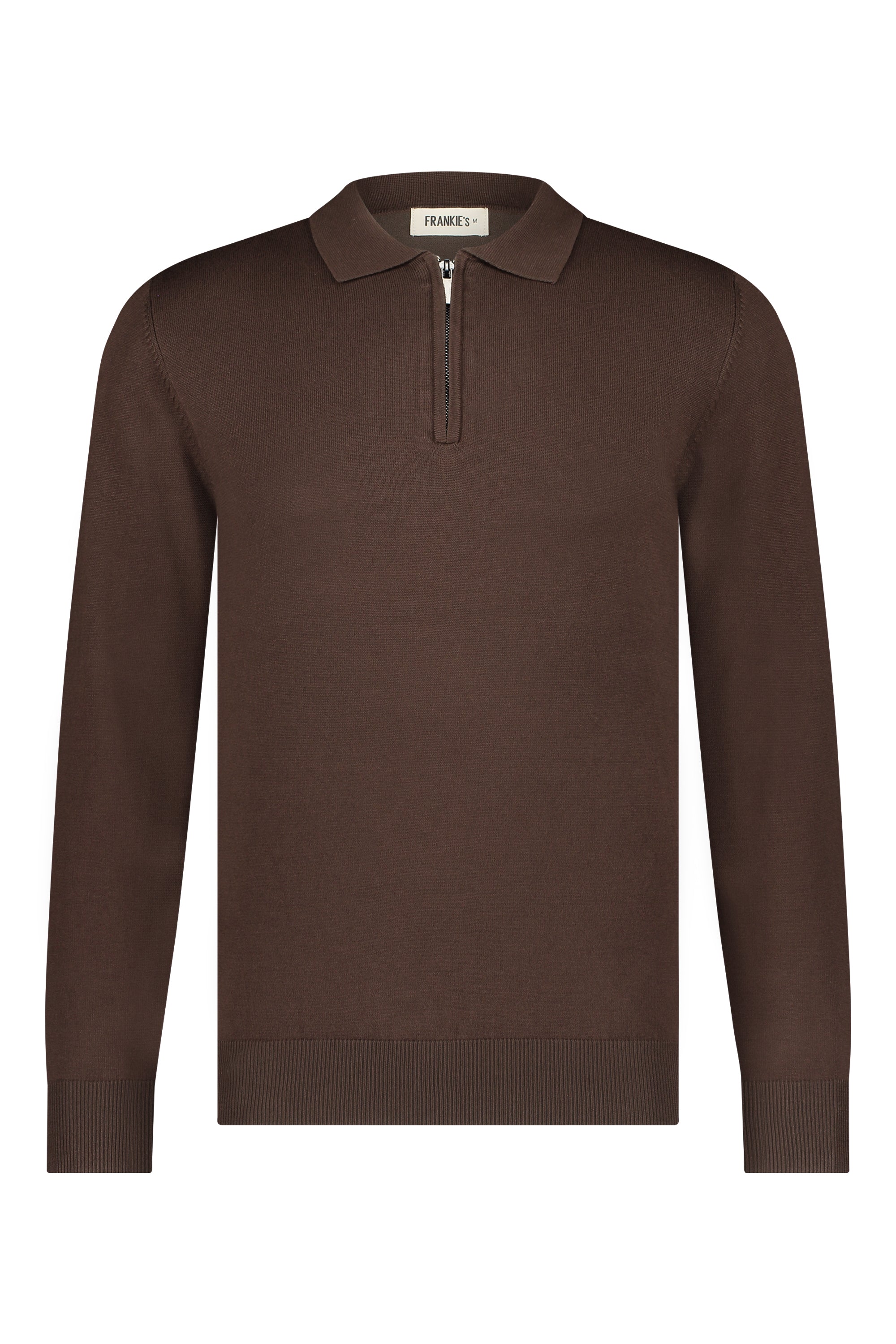 Polo knitwear long sleeve zipper brown - Frankie's