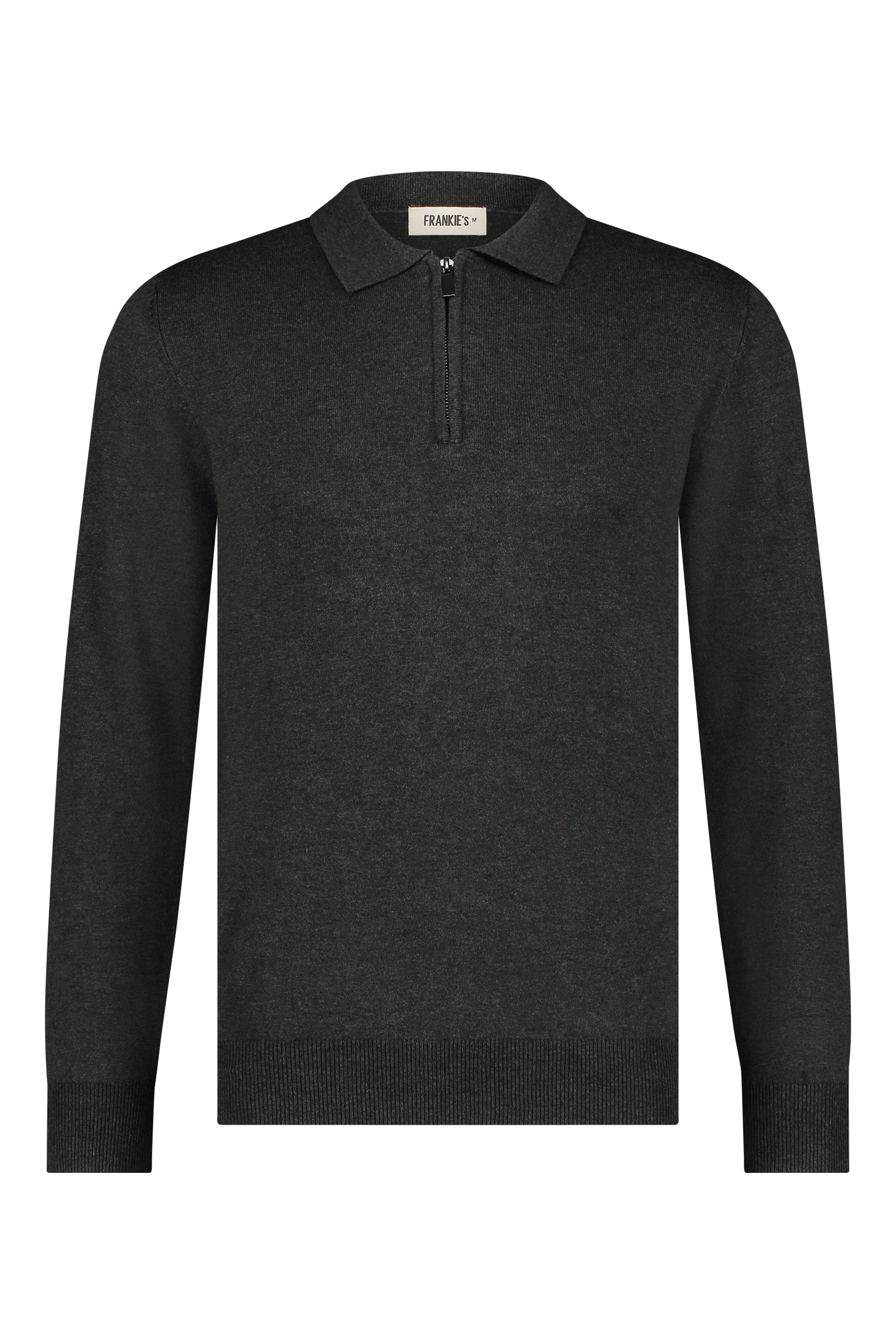 Polo knitwear long sleeve zipper dark grey - Frankie's