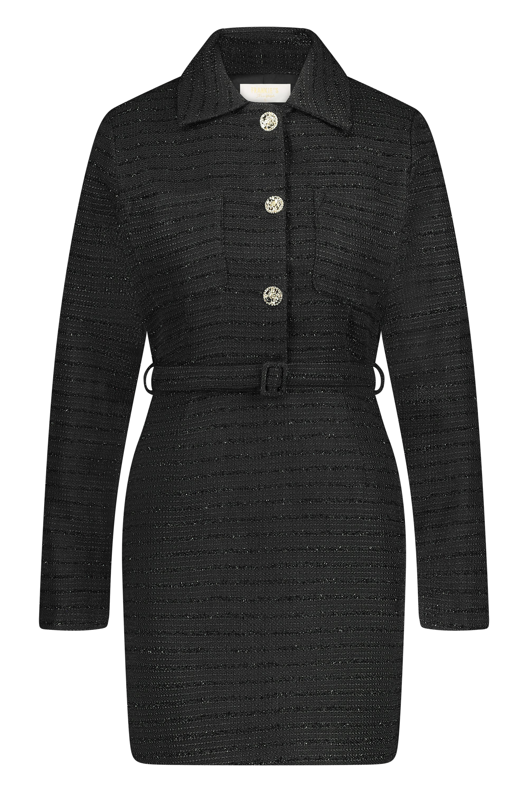 Tweed dress long sleeve black