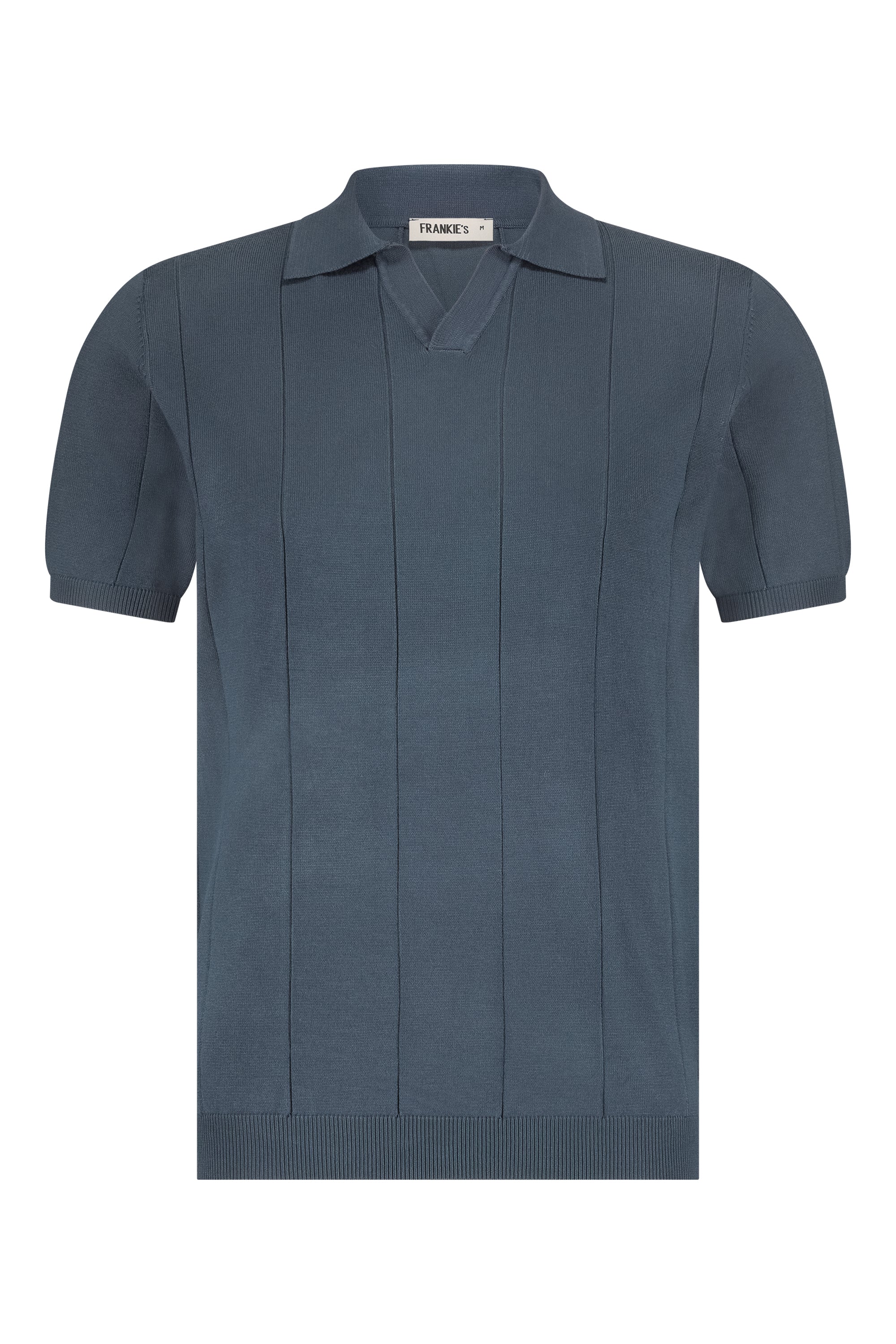 Buttonless knitwear polo short sleeve dark blue