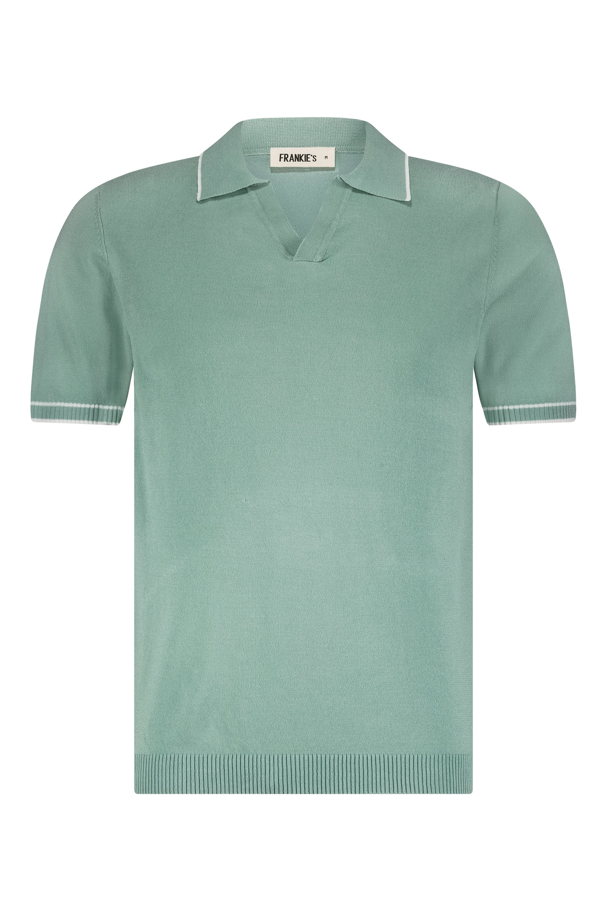 Buttonless knitwear polo short sleeve mint green