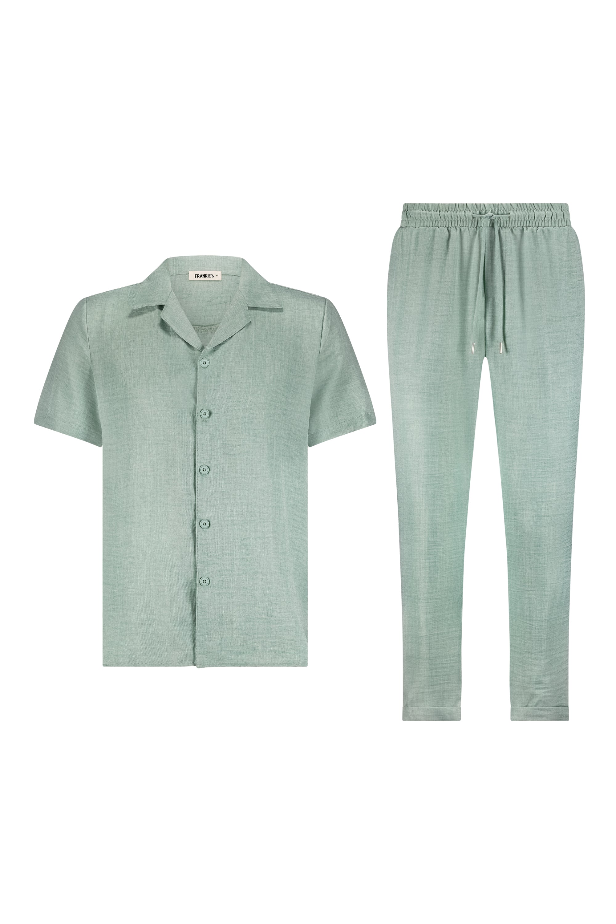 Summer set linen pantalon & shirt mint green