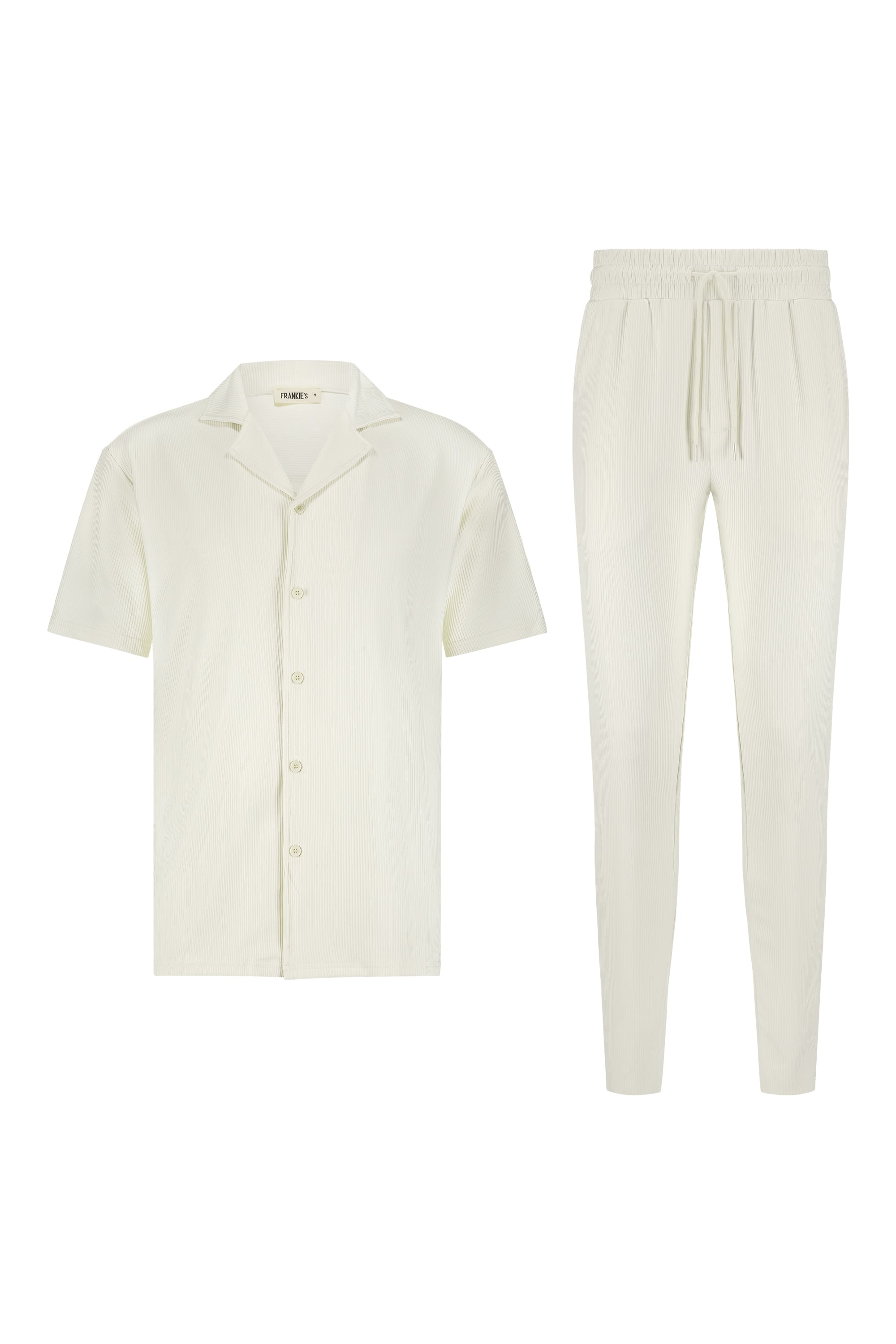 Summer set rib pantalon & shirt cream