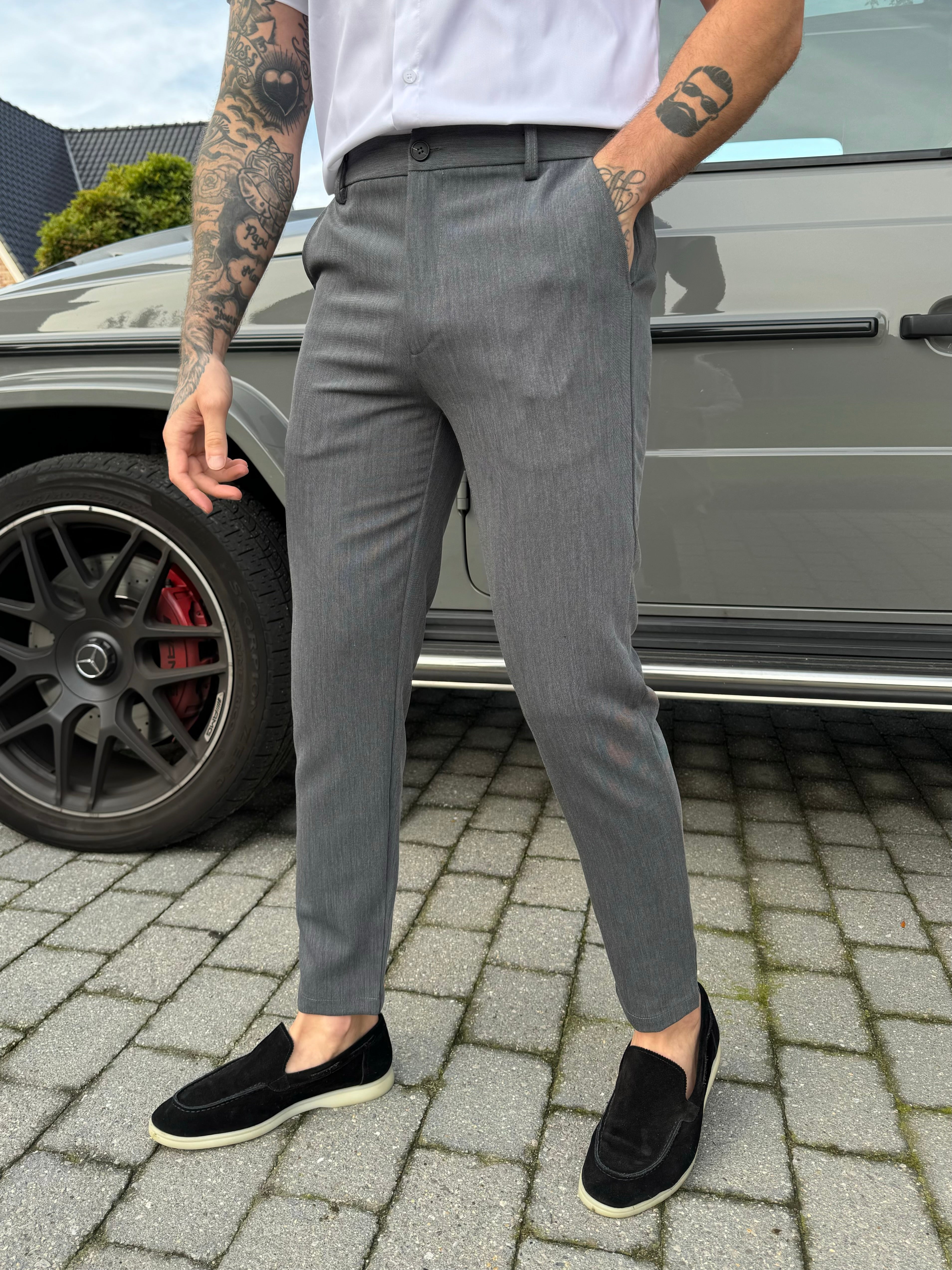 Pantalon chic straight fit dark grey - Frankie's