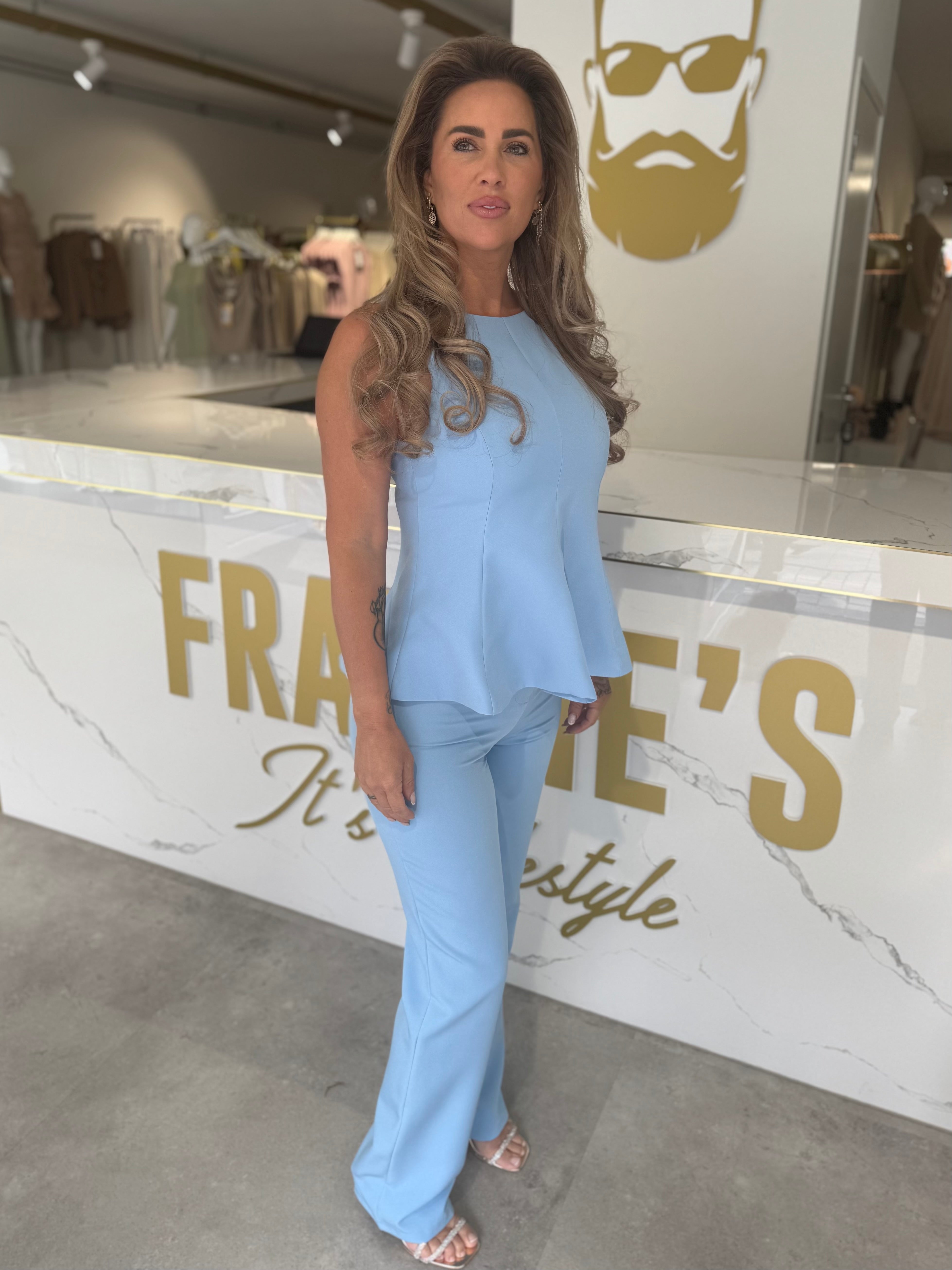 Pantalon straight fit blue