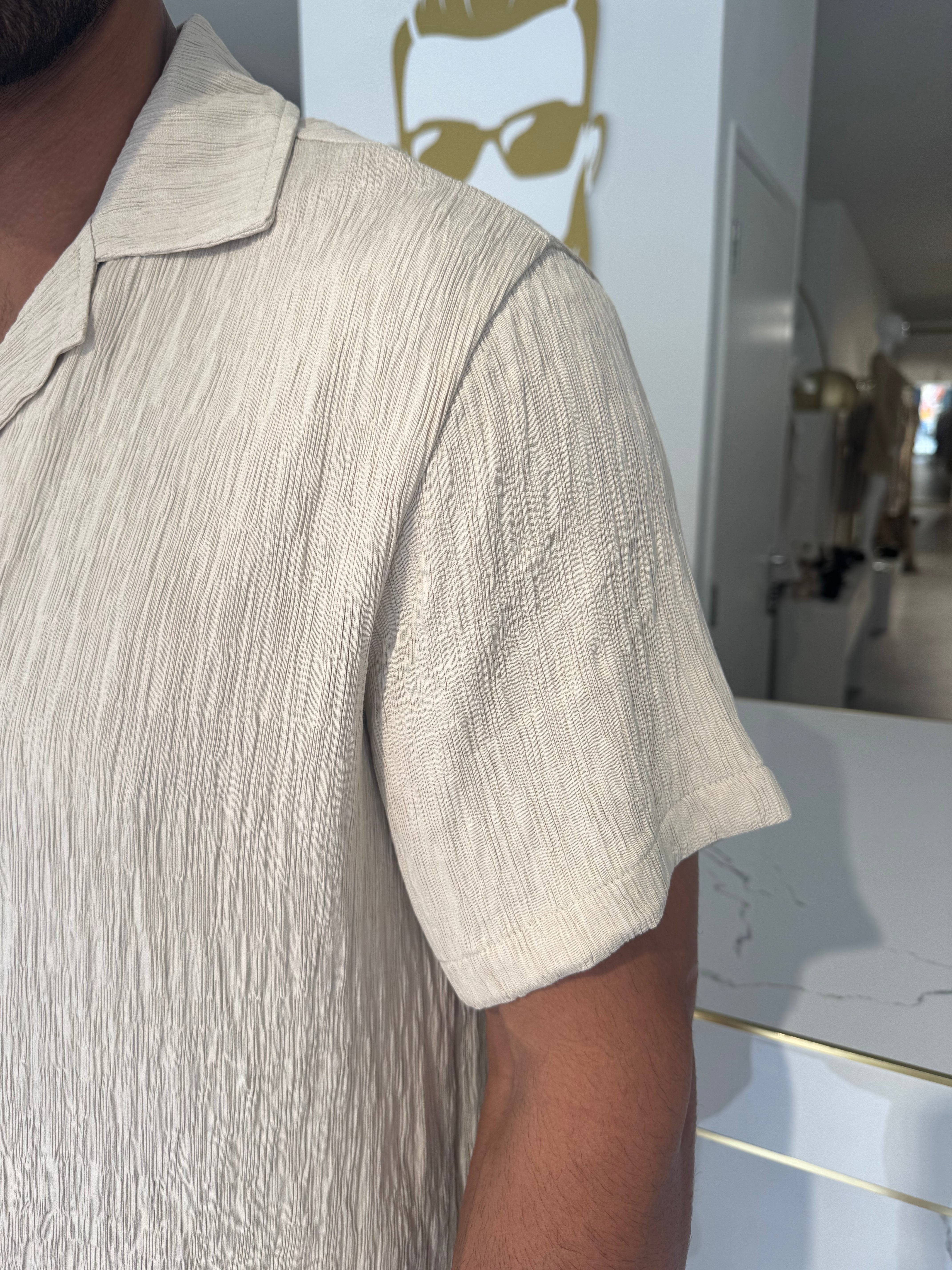 Summer set short & shirt beige