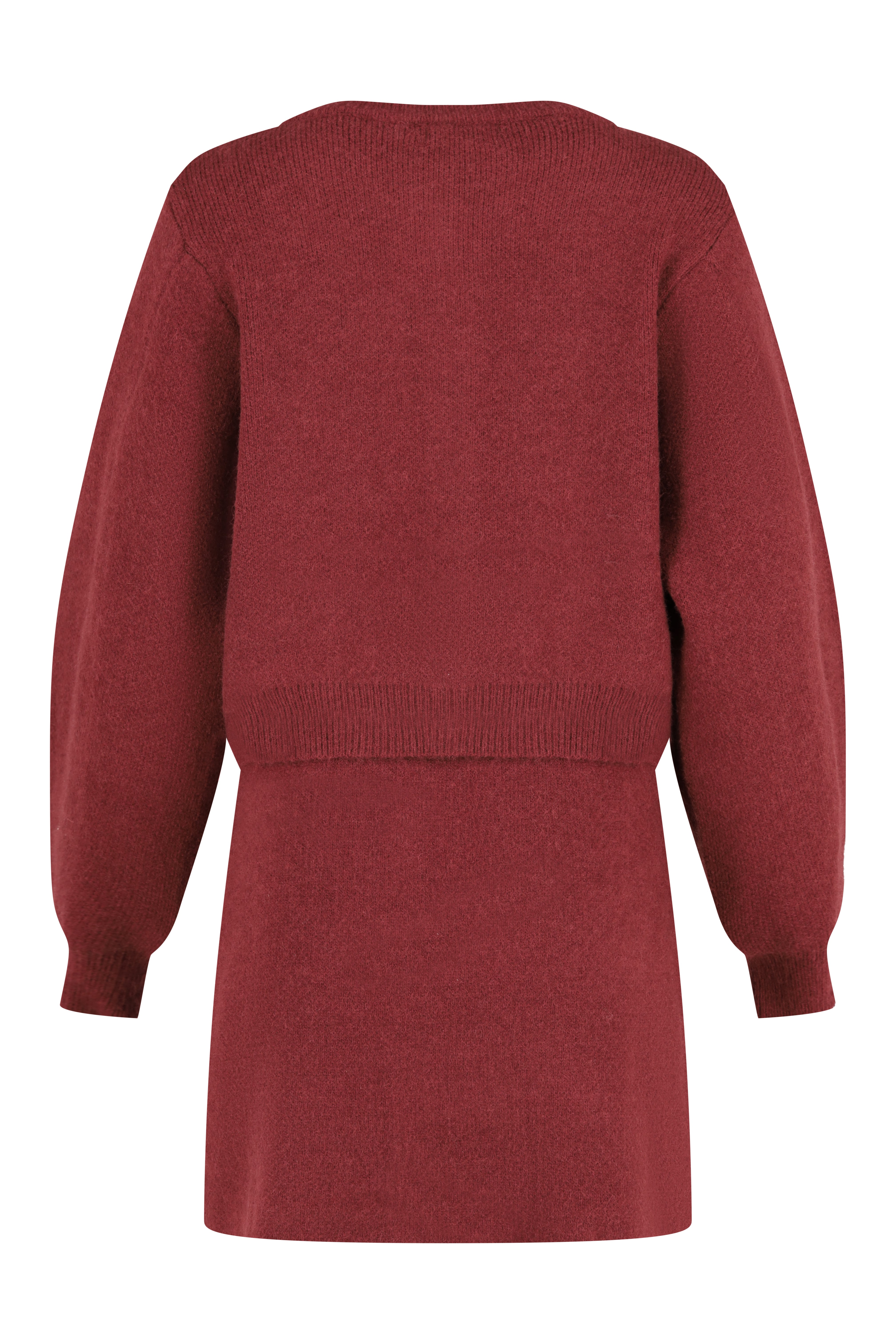Matching Knitwear Cardigan and Skirt Set - Bordeaux
