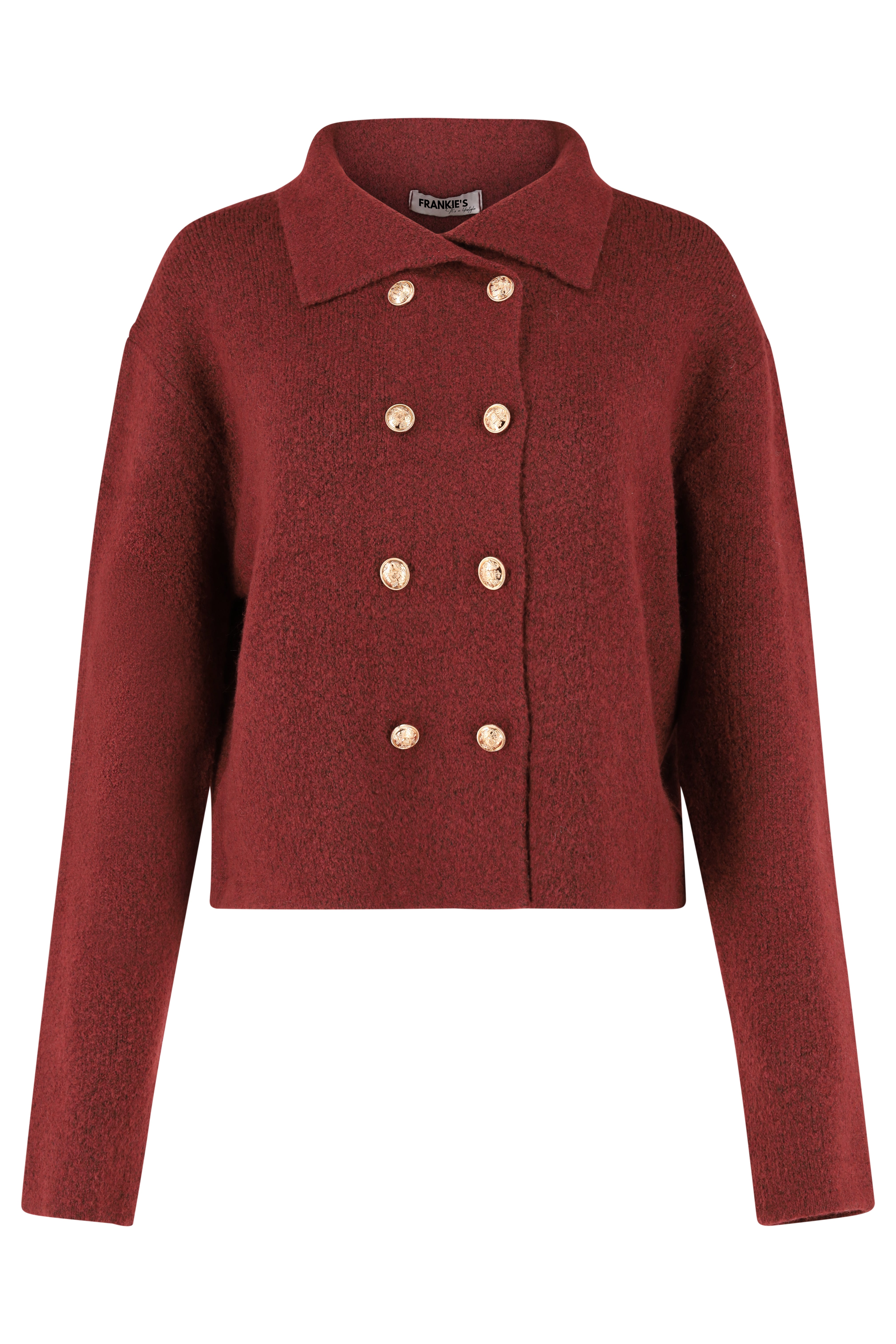DB Knitwear with Embellished Buttons - Bordeaux