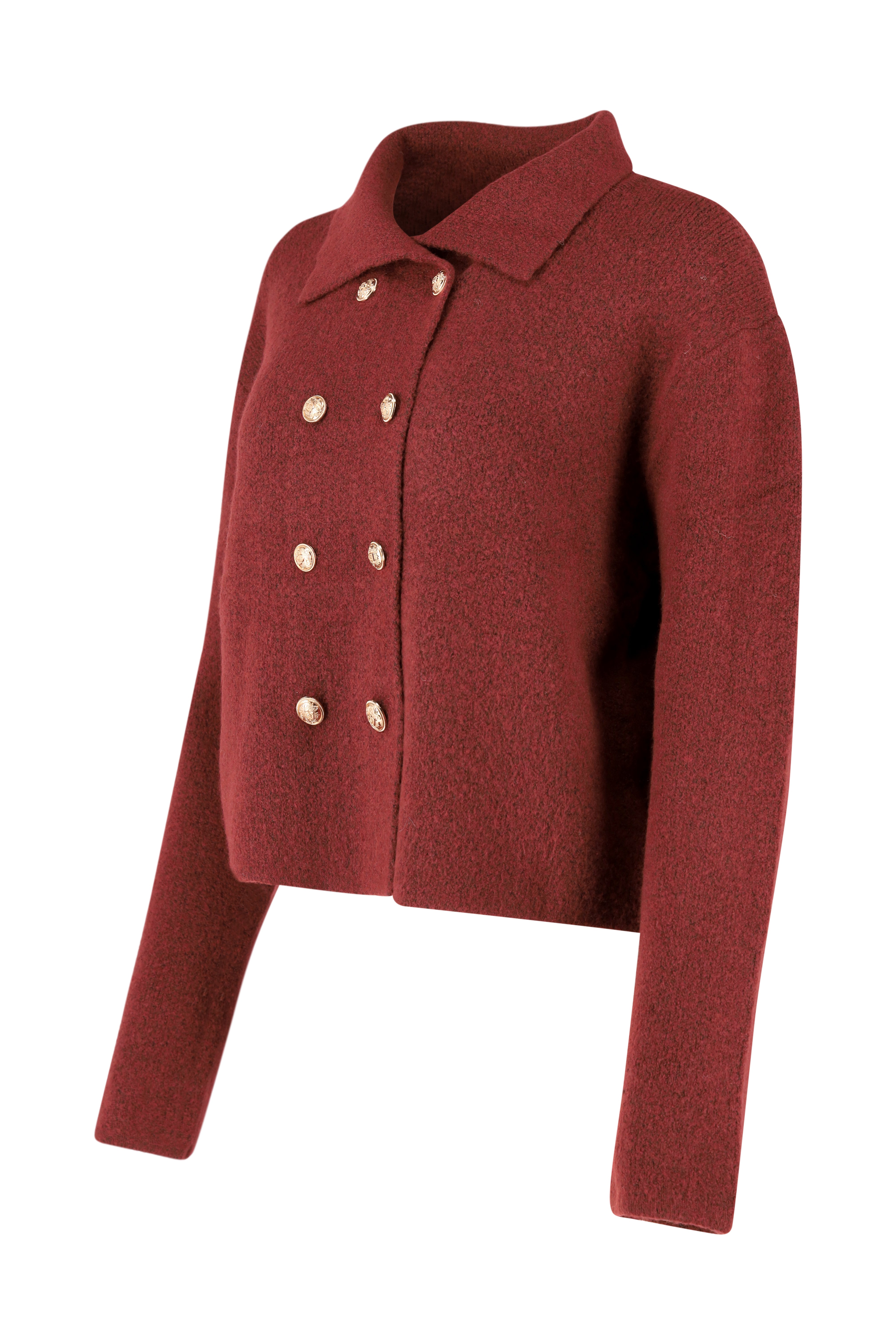 DB Knitwear with Embellished Buttons - Bordeaux