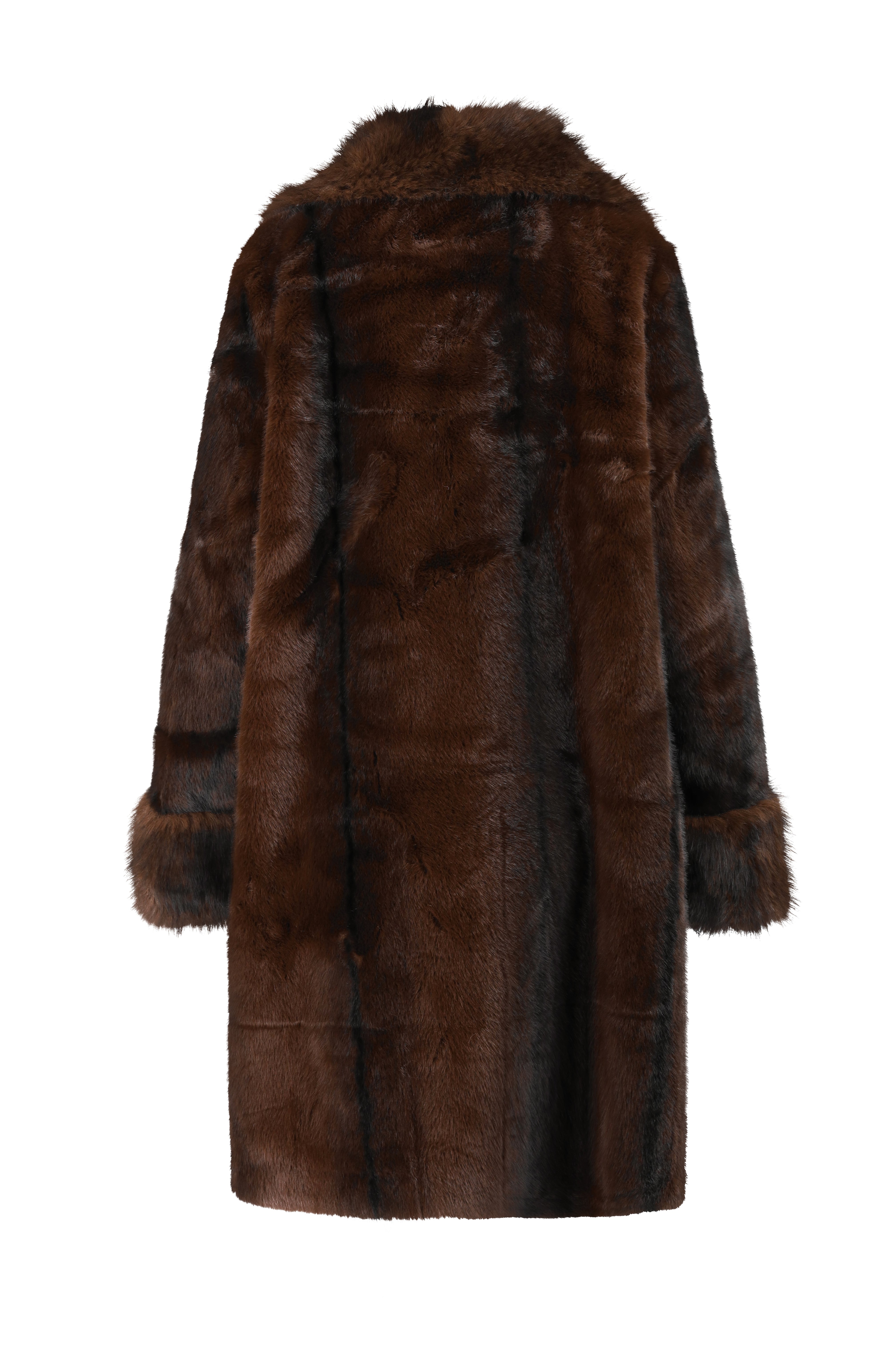 Faux Fur Jacket - Brown