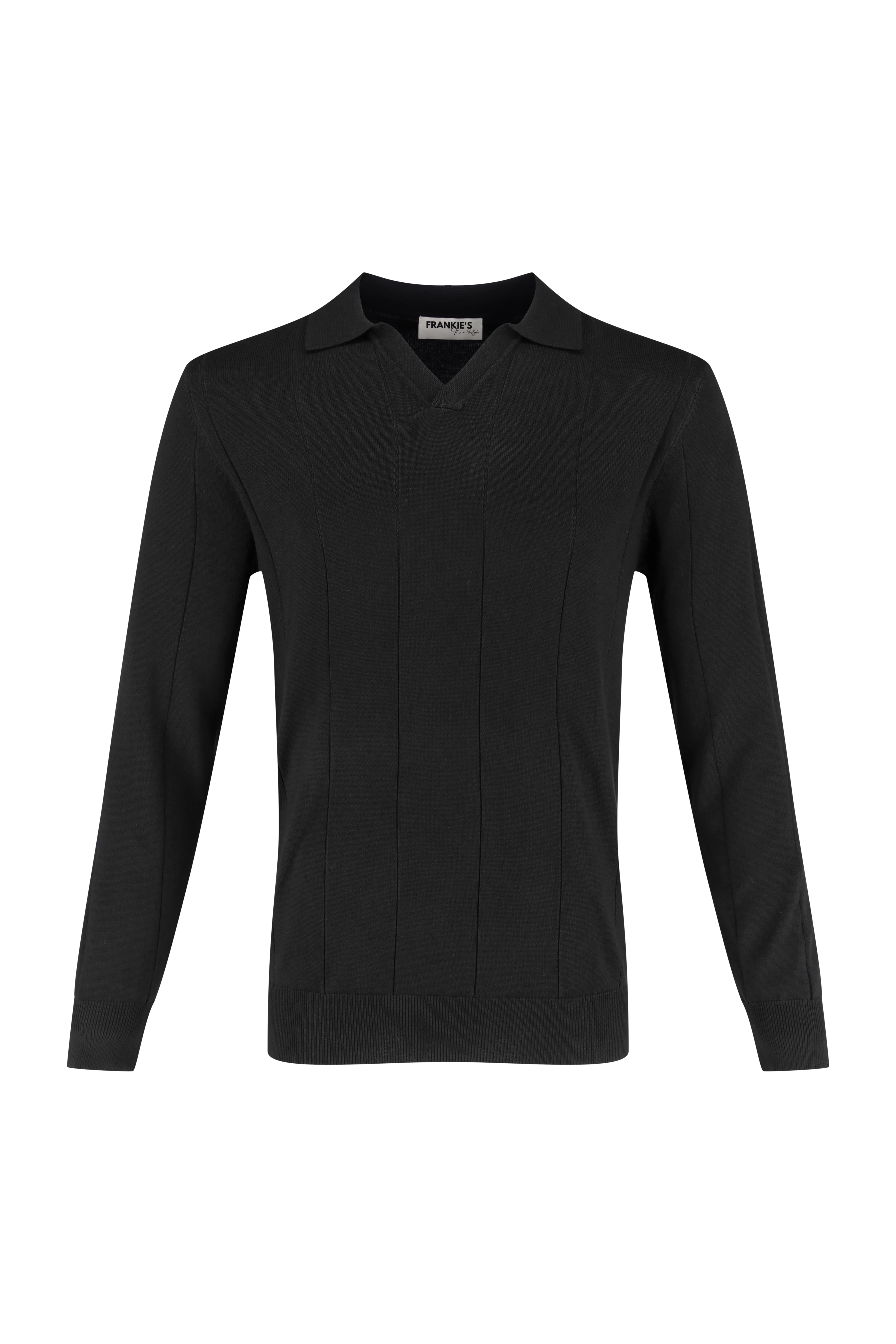 Buttonless Knitwear Polo Long Sleeve Black - Frankie's