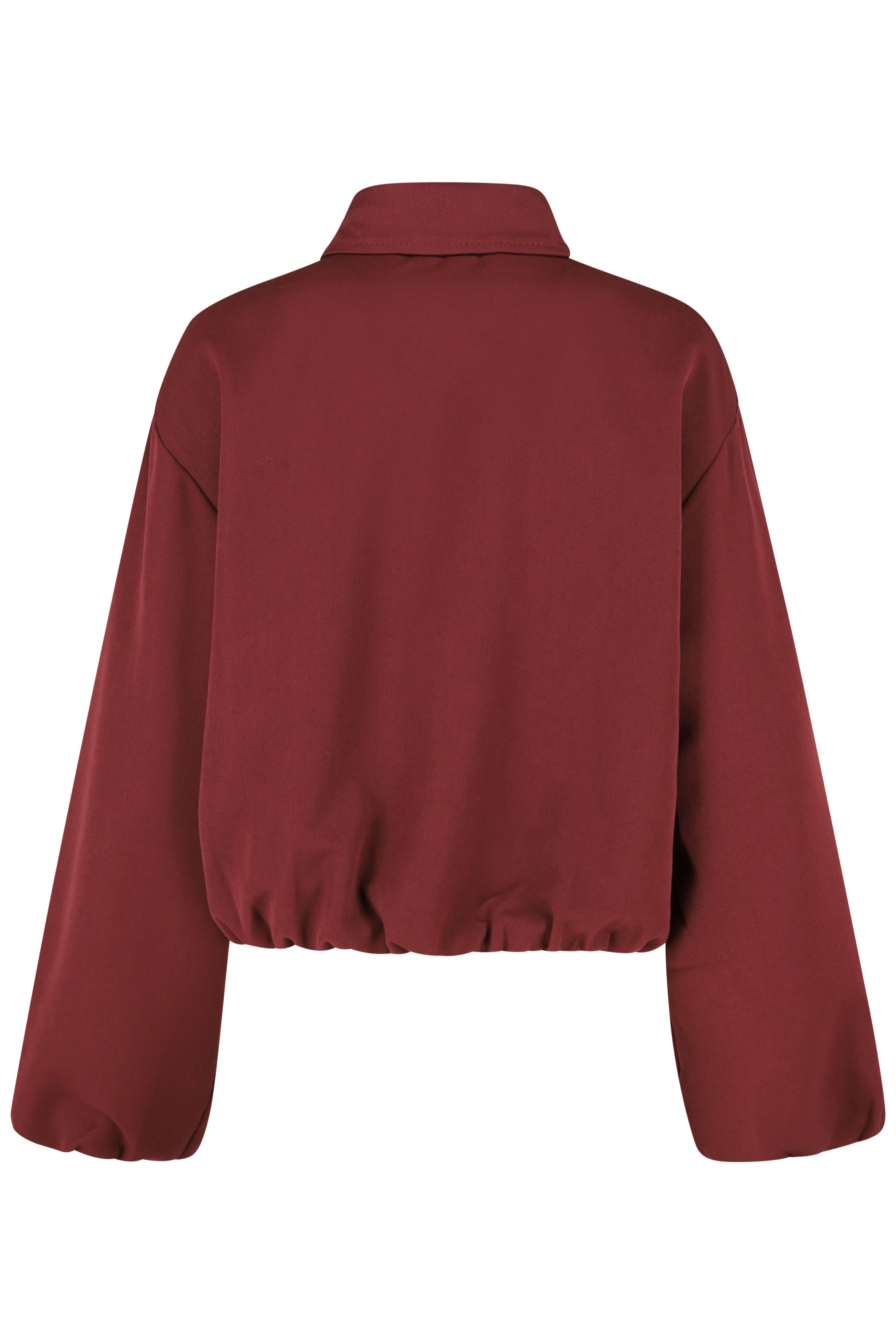 Zip-Through Cropped Jacket- Bordeaux