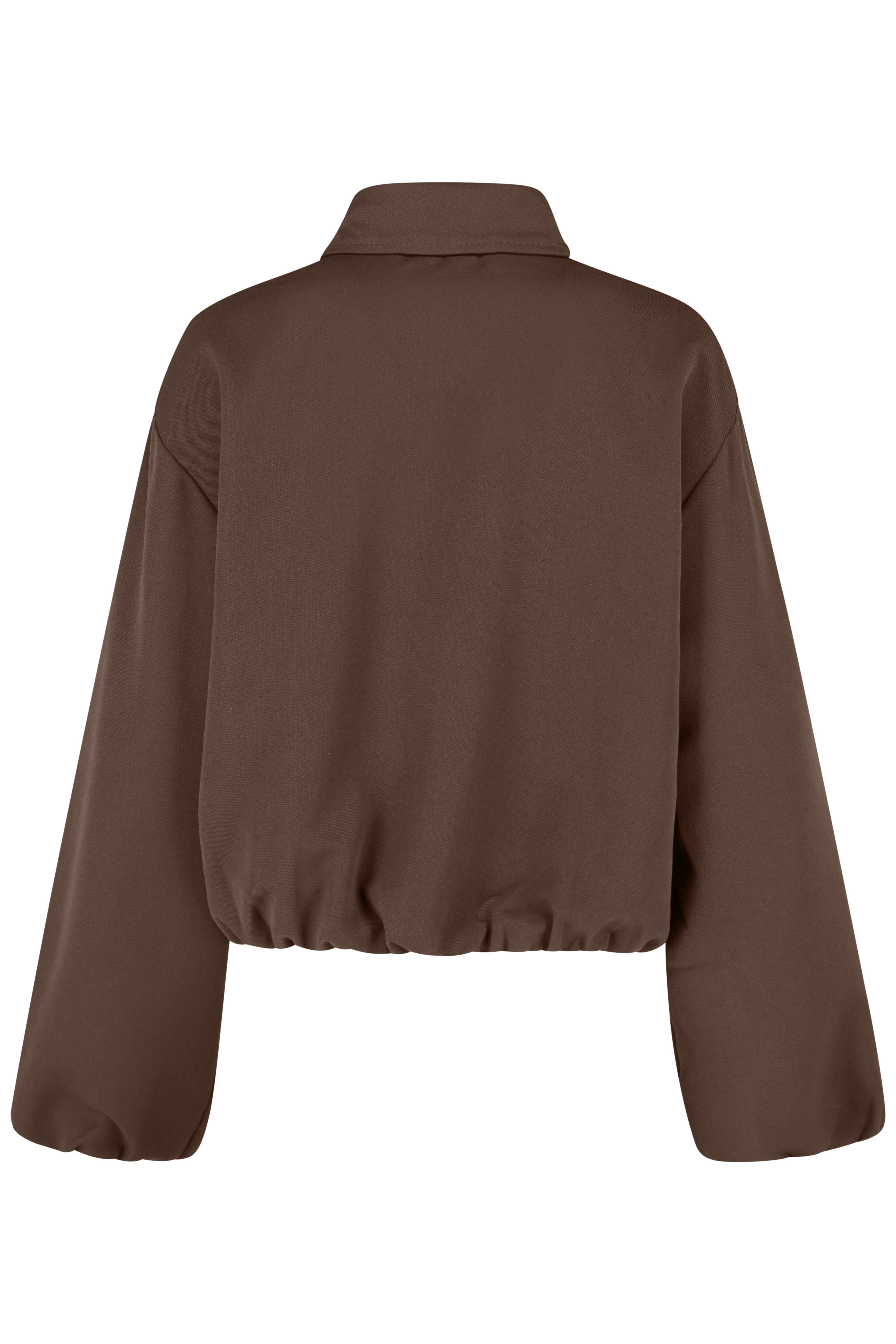 Zip-Through Cropped Jacket - Brown