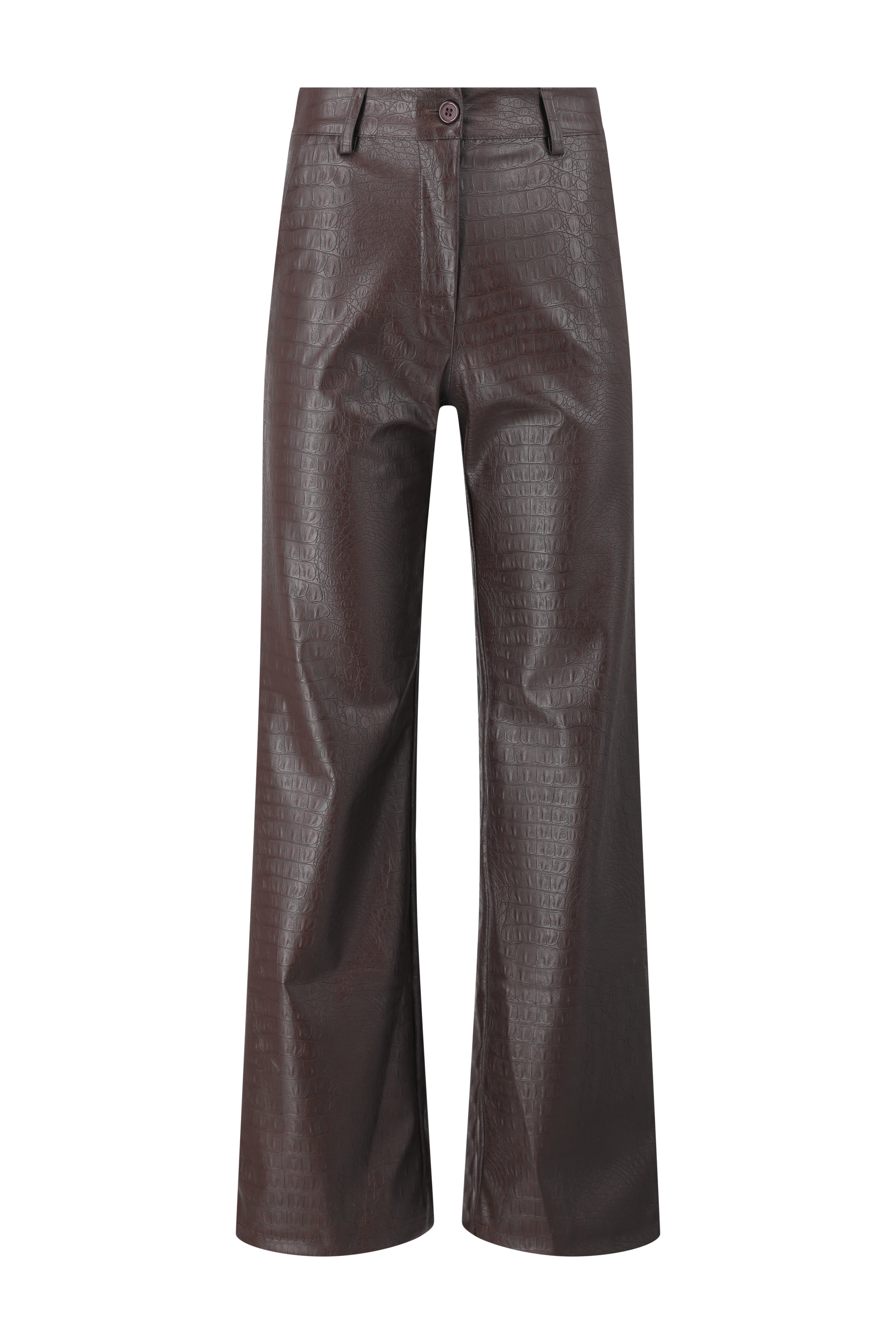 Faux Leather Pantalon - Brown