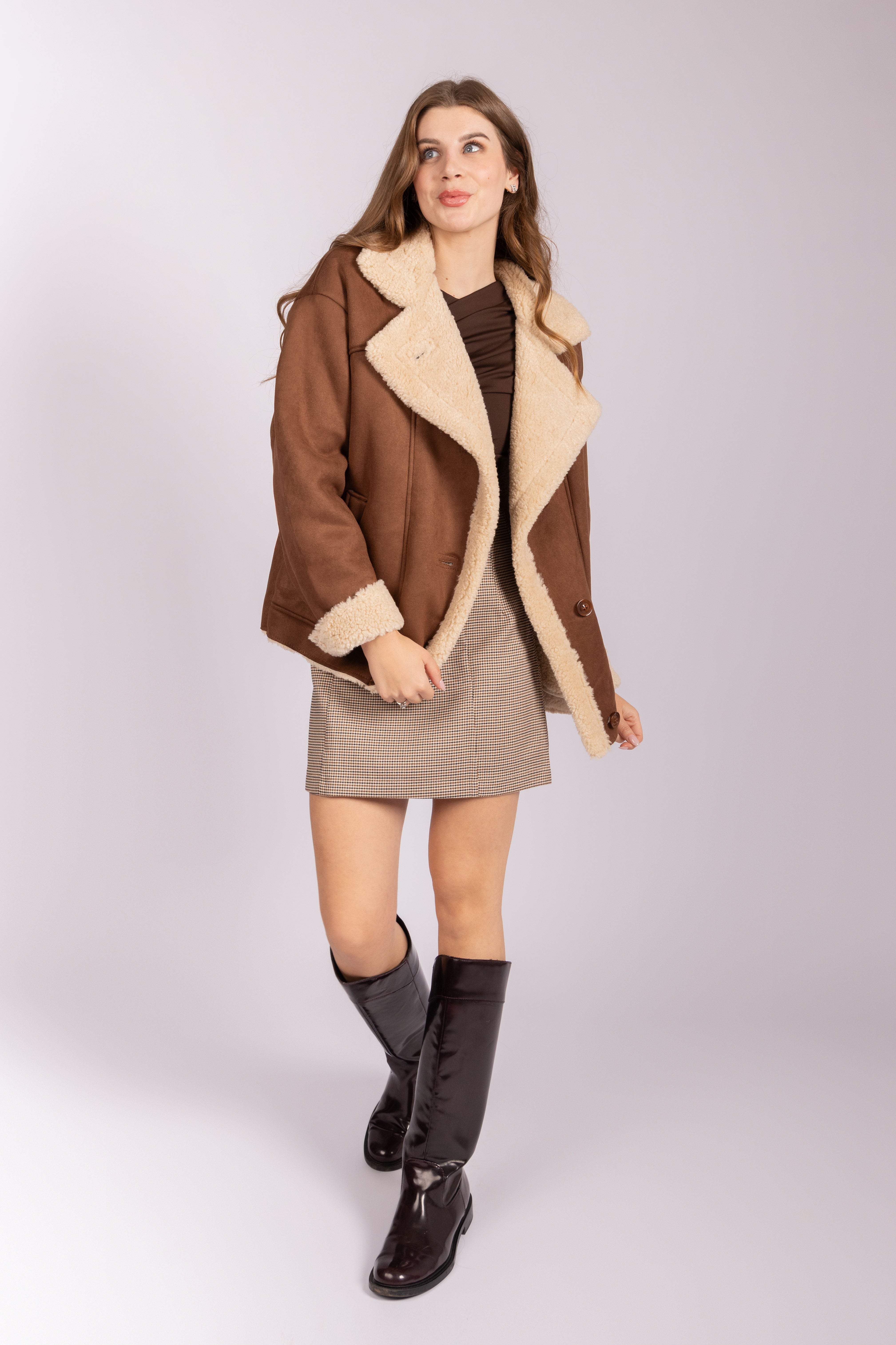 Suedette Aviator Coat