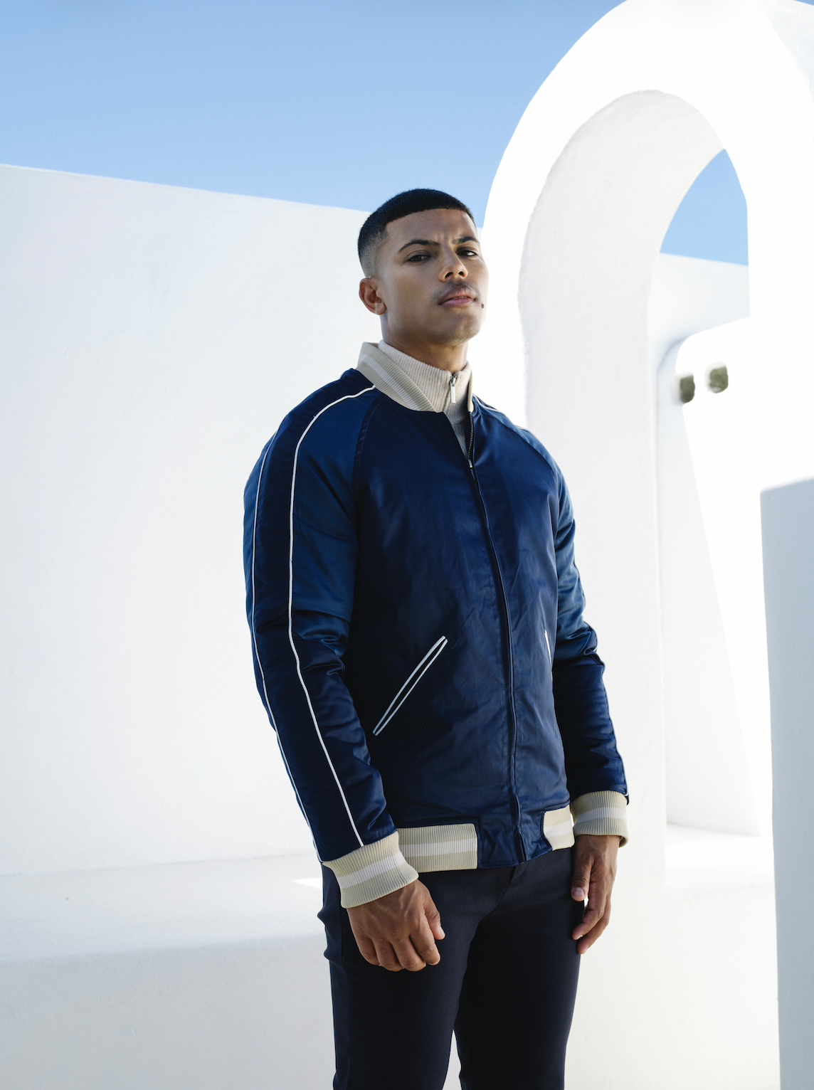 Colour Block Baseball jacket - Navy - Frankie's