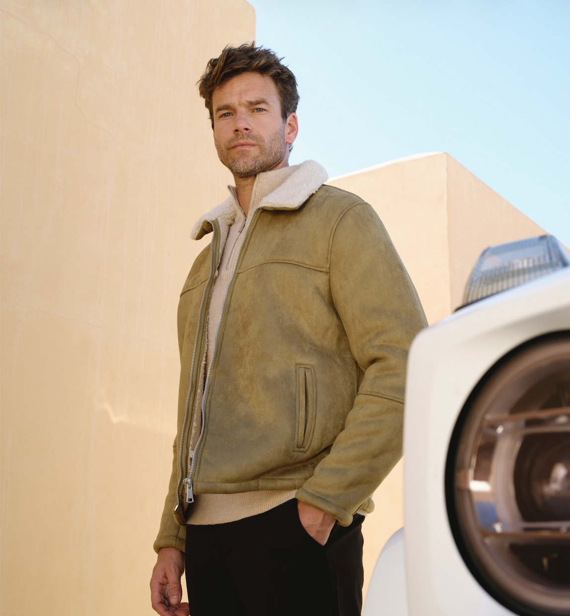 Faux Suede Jacket - Brown