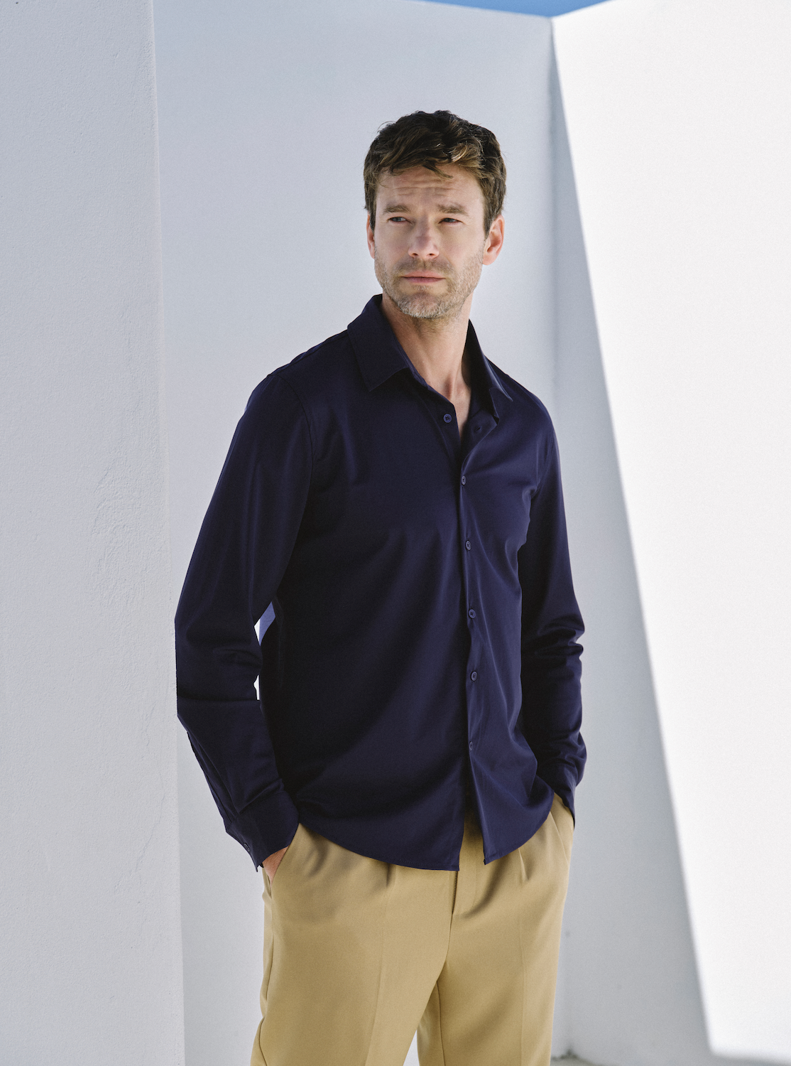 Casual Long Sleeve Overhemd - Navy
