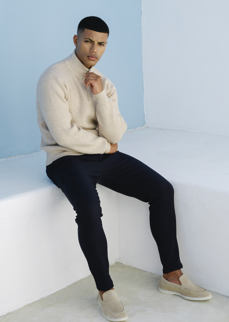 Slim Fit Tailored Pantalon - Black