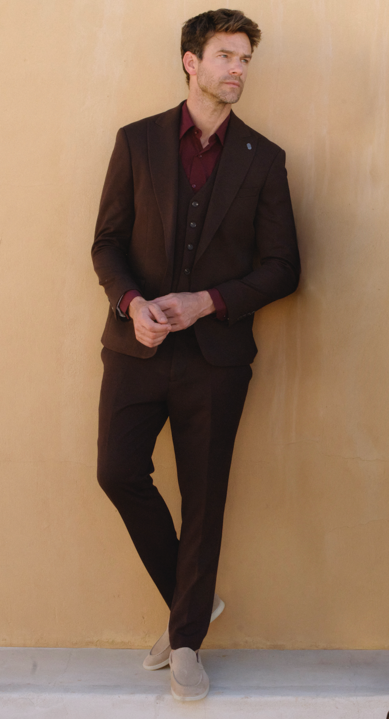 Suit Three Piece Havana Brown